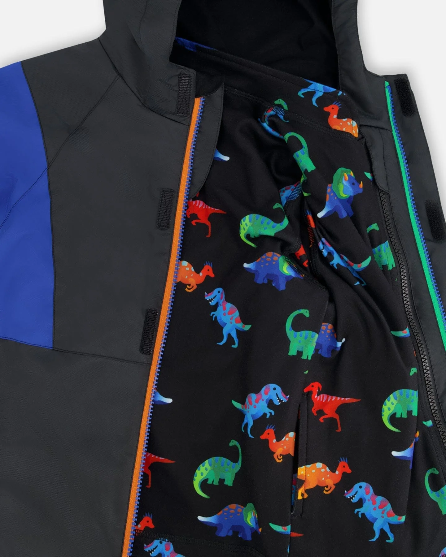 3-In-1 Two-Piece Mid-Season Outerwear Set Black Dinosaur Print - Image 9