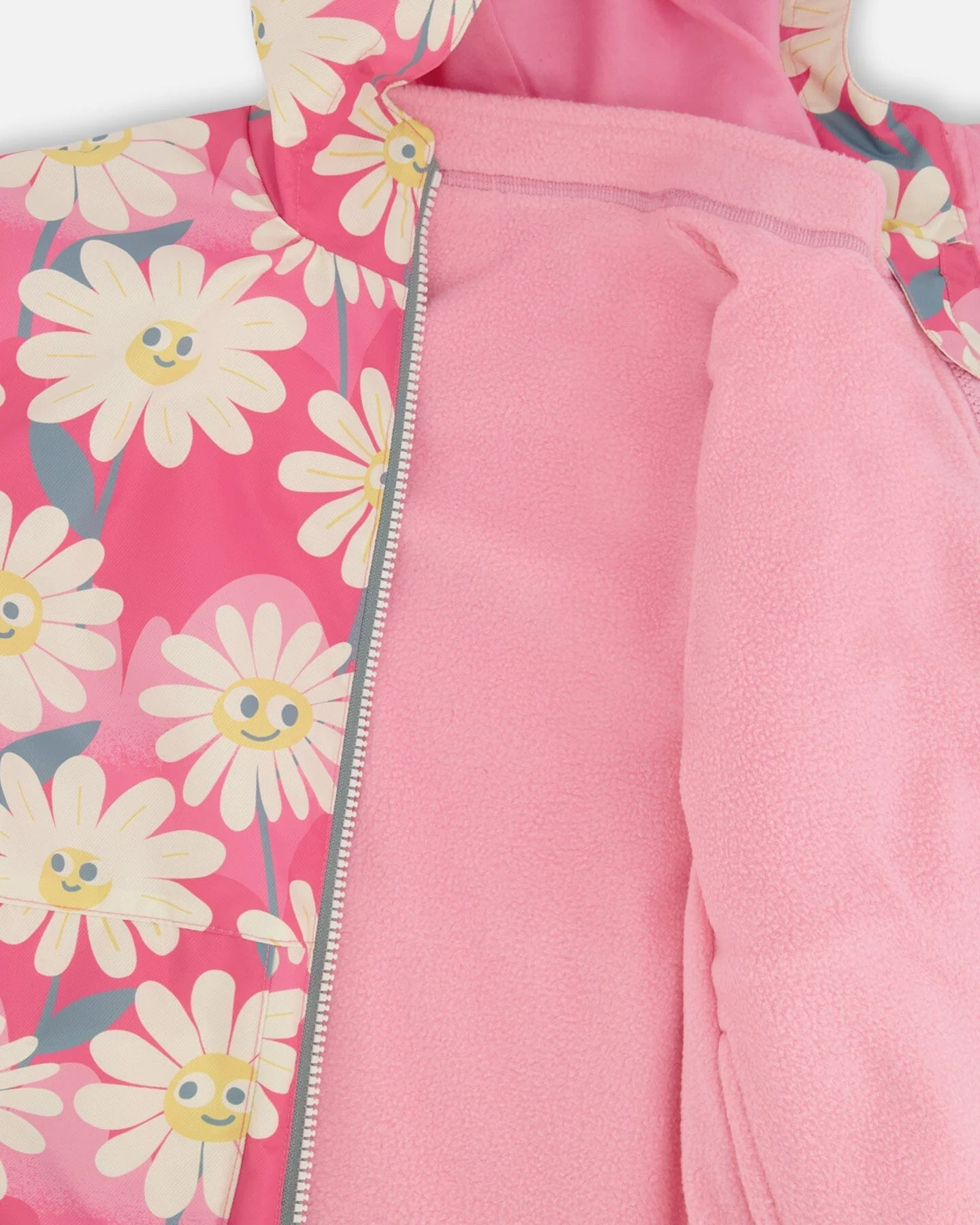 3-In-1 Two-Piece Mid-Season Outerwear Set Pink Smiling Flower Print - Image 8