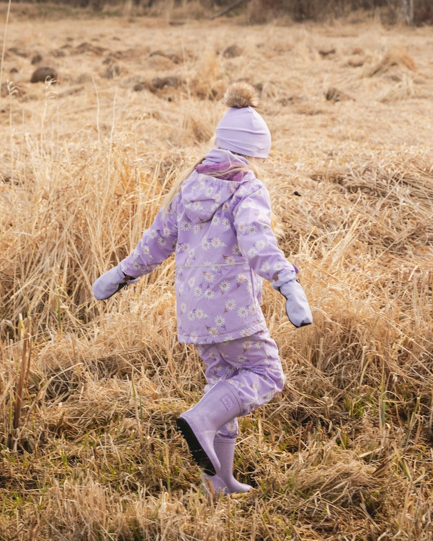 3-In-1 Two-Piece Mid-Season Outerwear Set Purple Daisy Print - Image 2