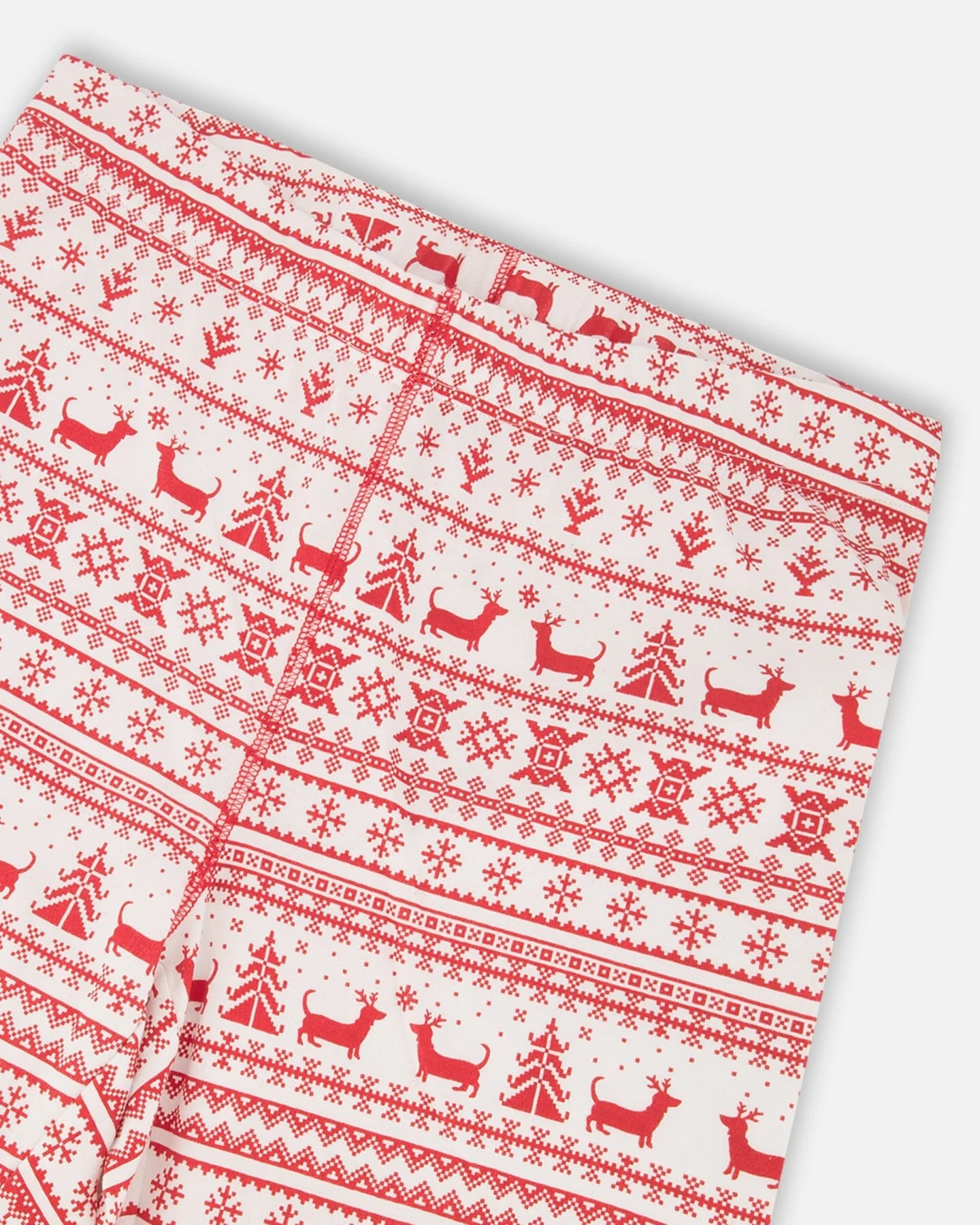 Adult Women Organic Cotton Two-Piece Pajamas Red And White Fairisle - Image 5