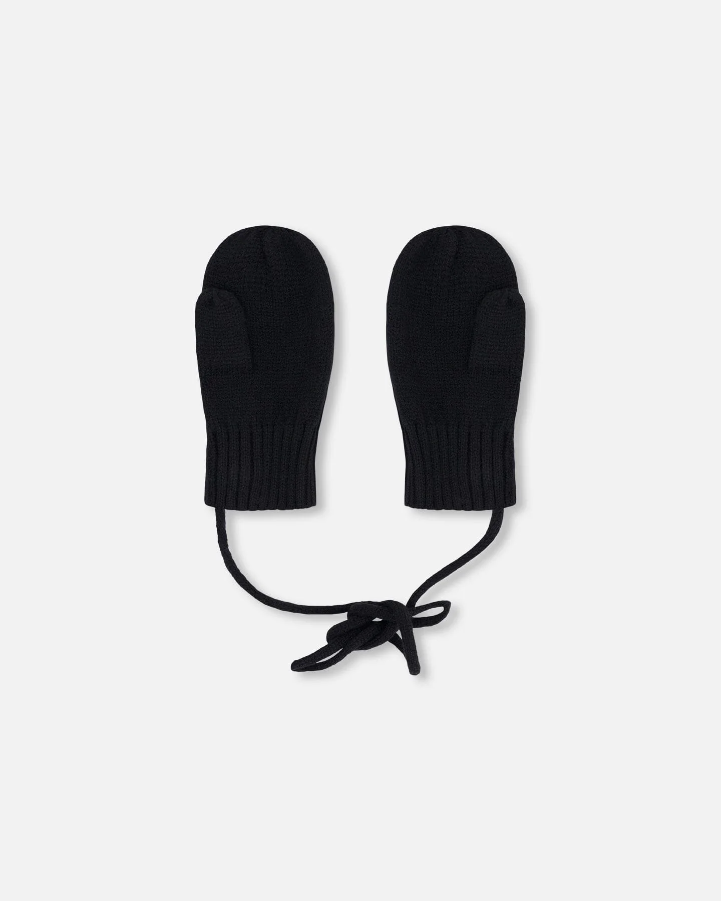 Baby Knit Mittens With Cord Black - Image 3