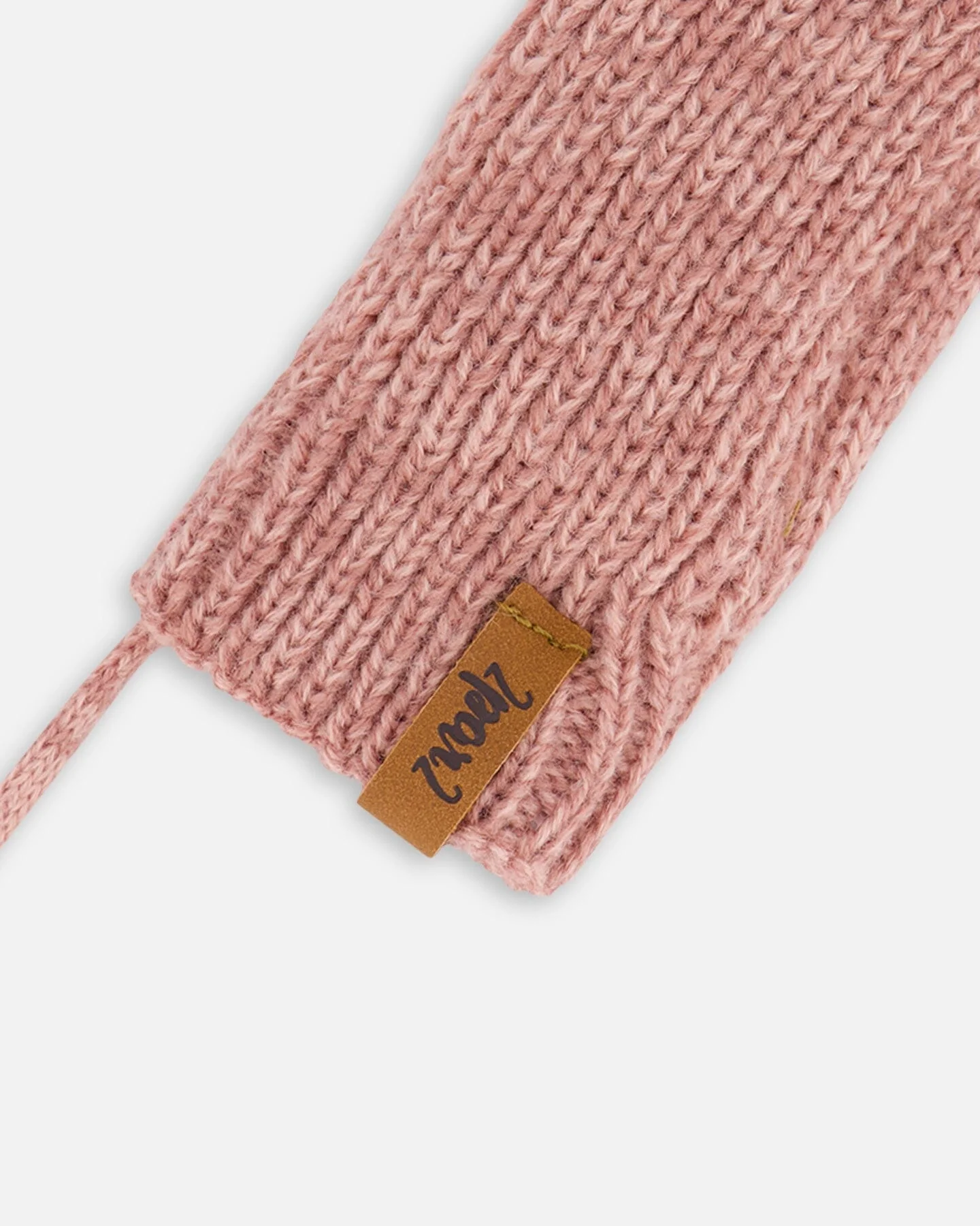 Baby Knit Mittens With String Dusty Pink - Image 3