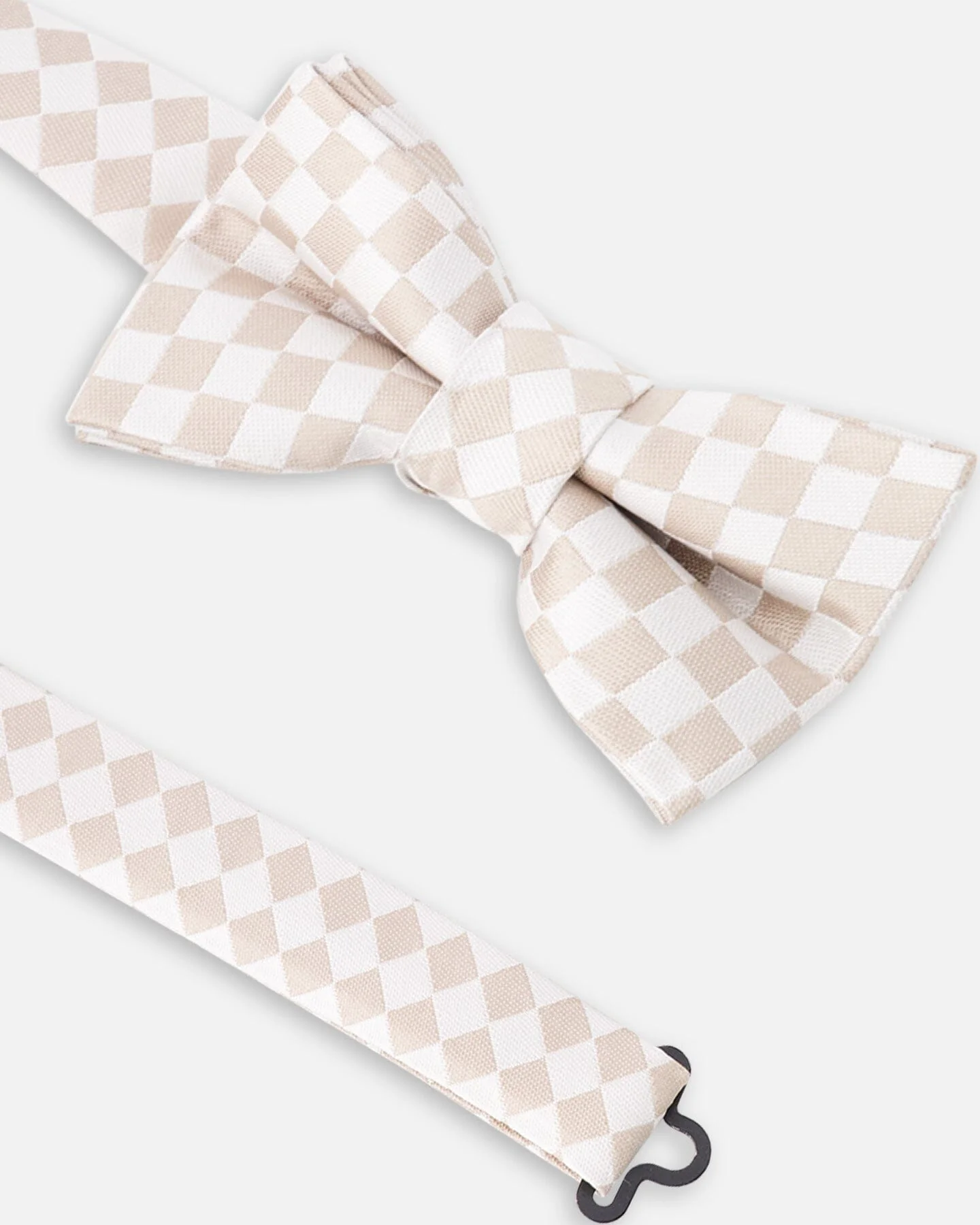 Bow Tie White And Sand Check - Image 2