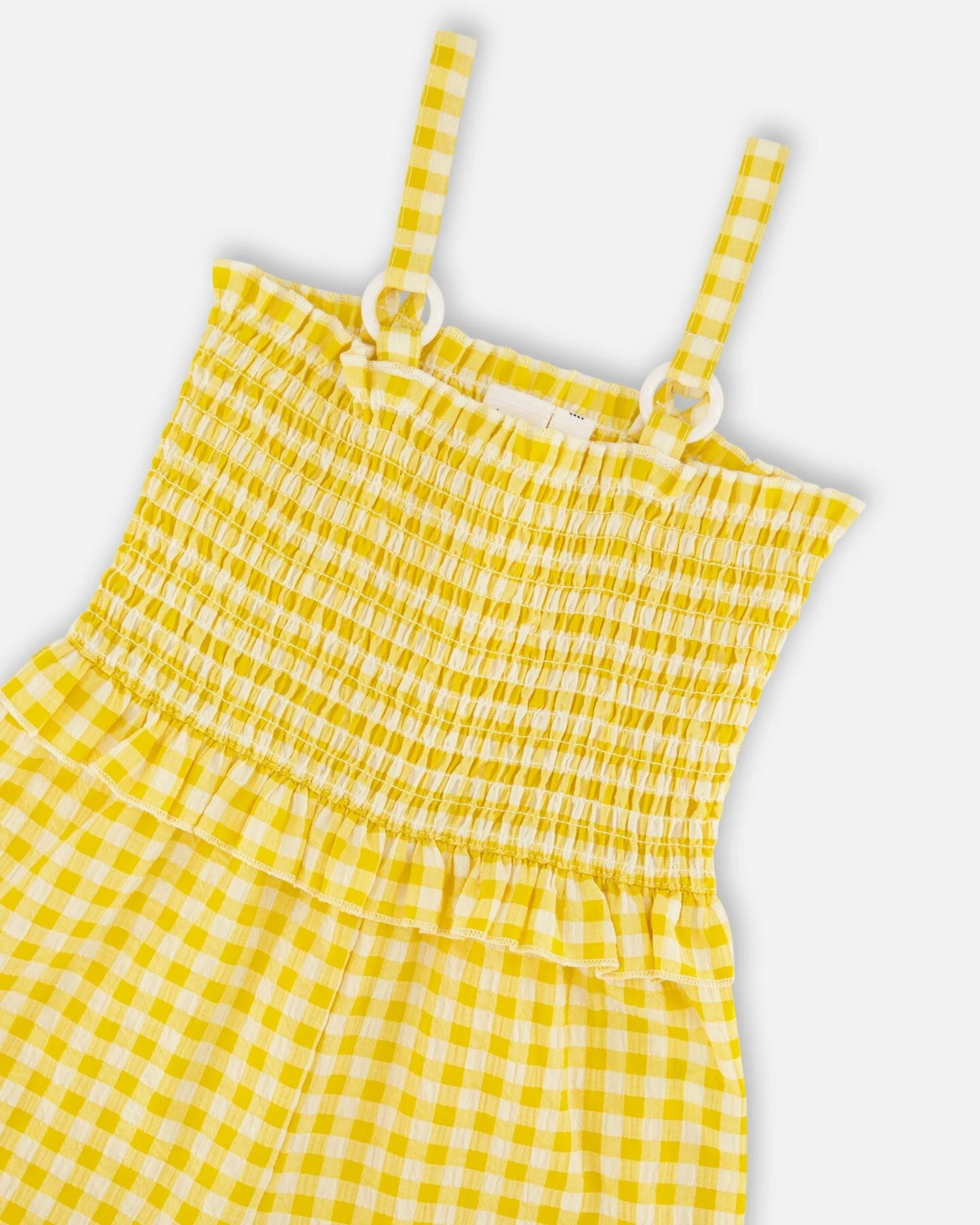 Capri Jumpsuit With Smocking Yellow Gingham - Image 5