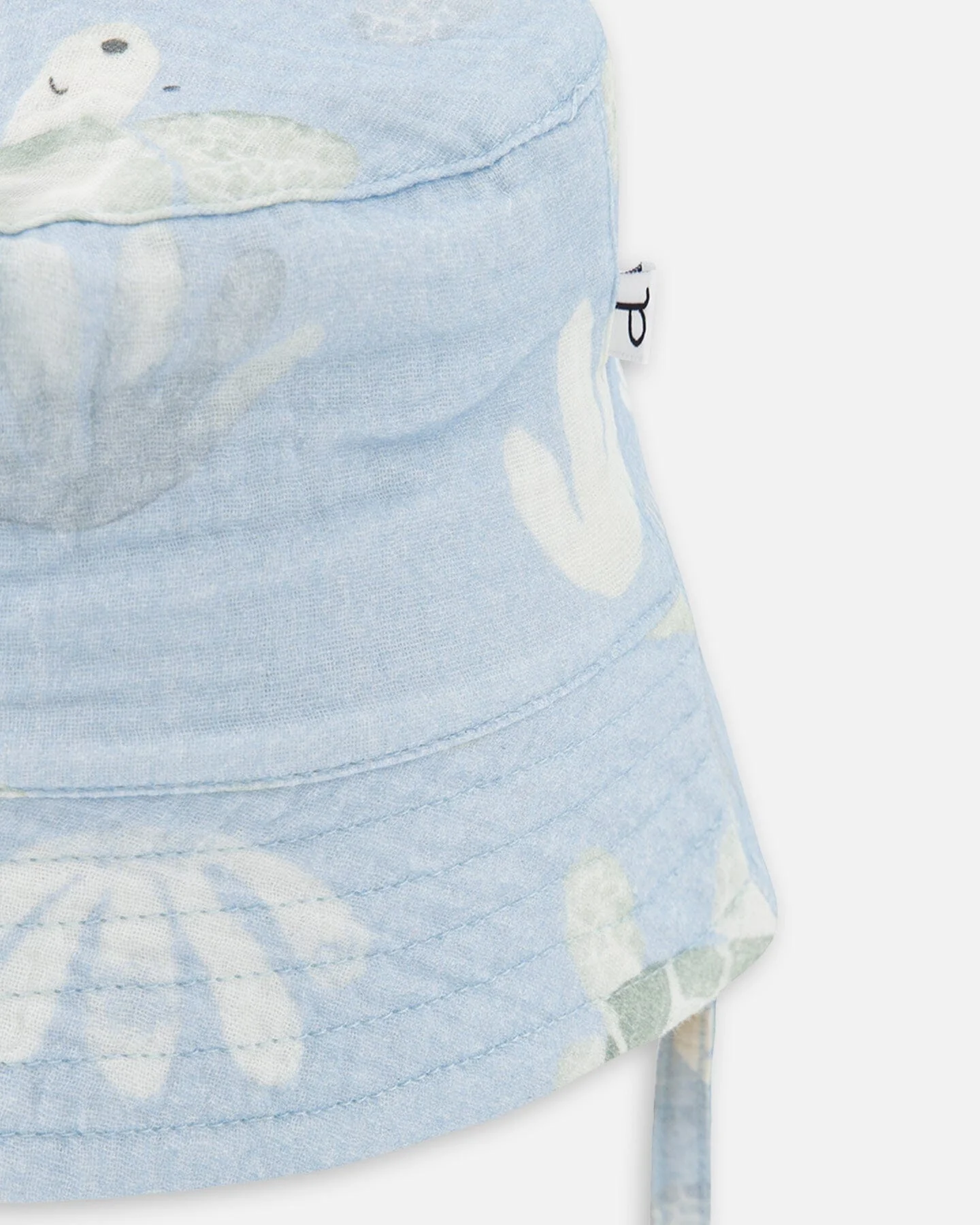 Cotton Muslin Hat Blue Turtle Print - Image 4