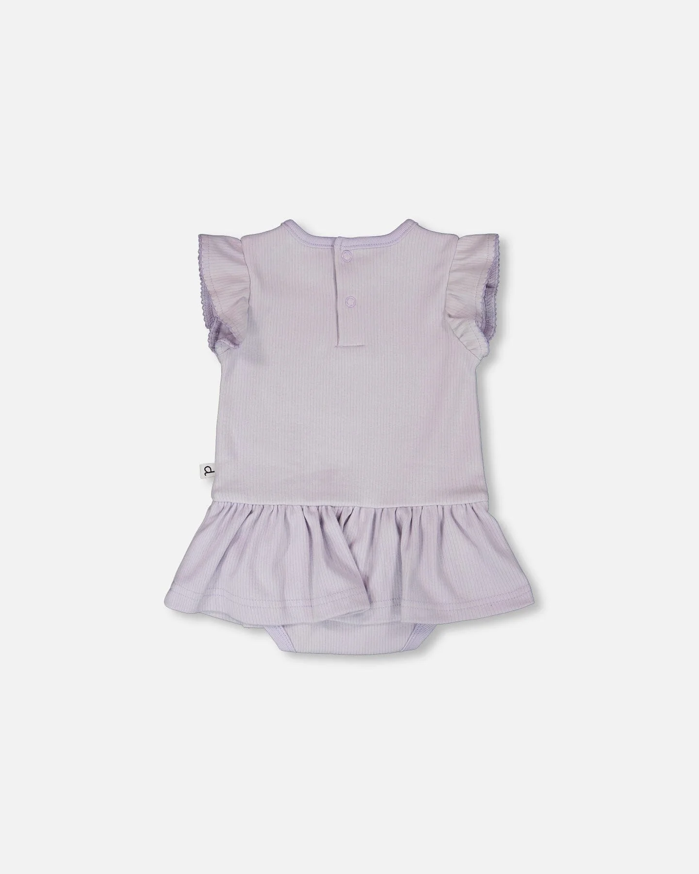 Cotton Rib Jersey Romper With Frill Lilac - Image 3