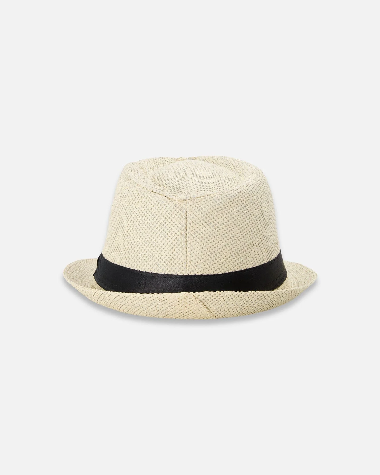 Fedora-Style Straw Hat Beige - Image 2