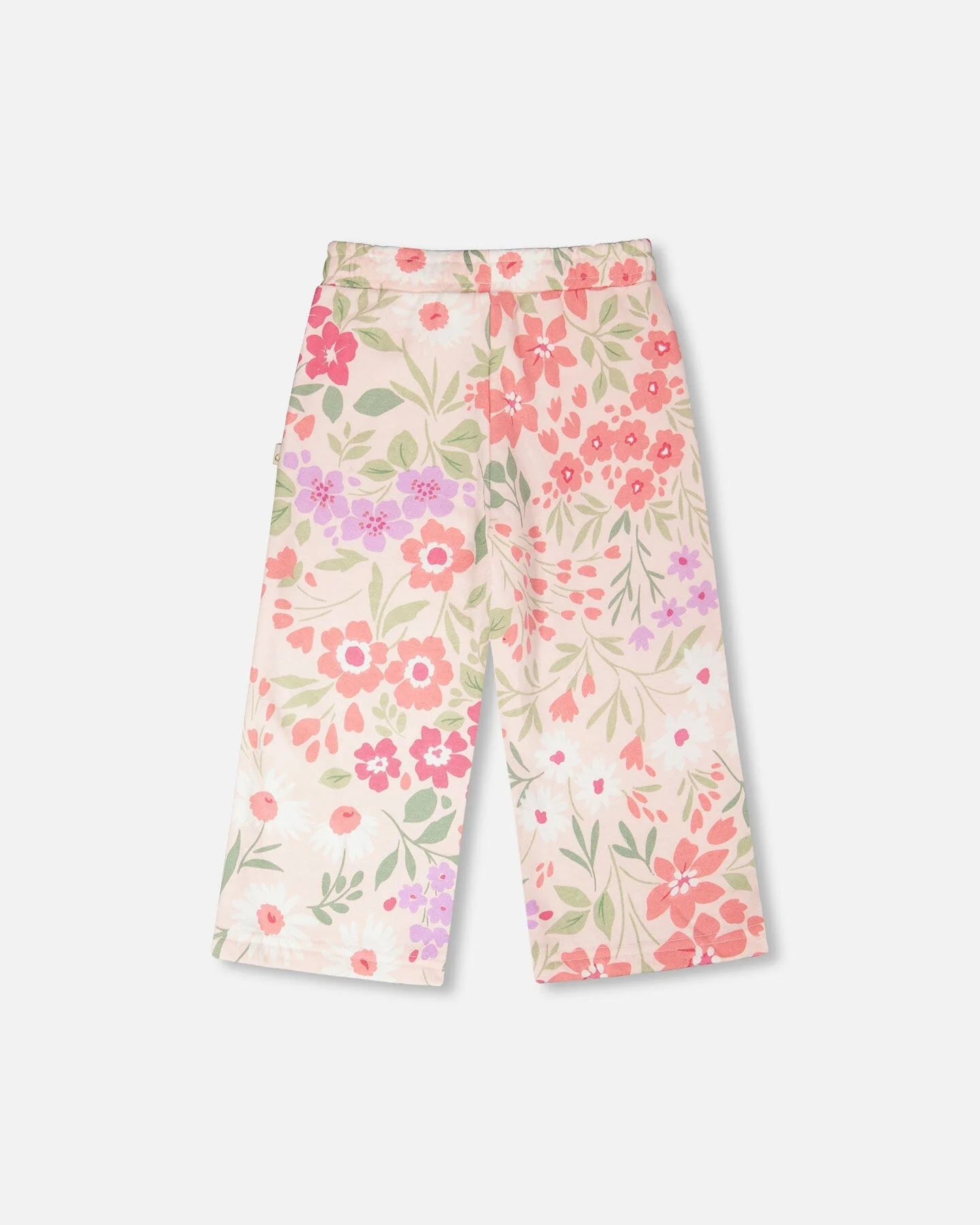 French Terry Pants Pink Printed Flowers - Image 3