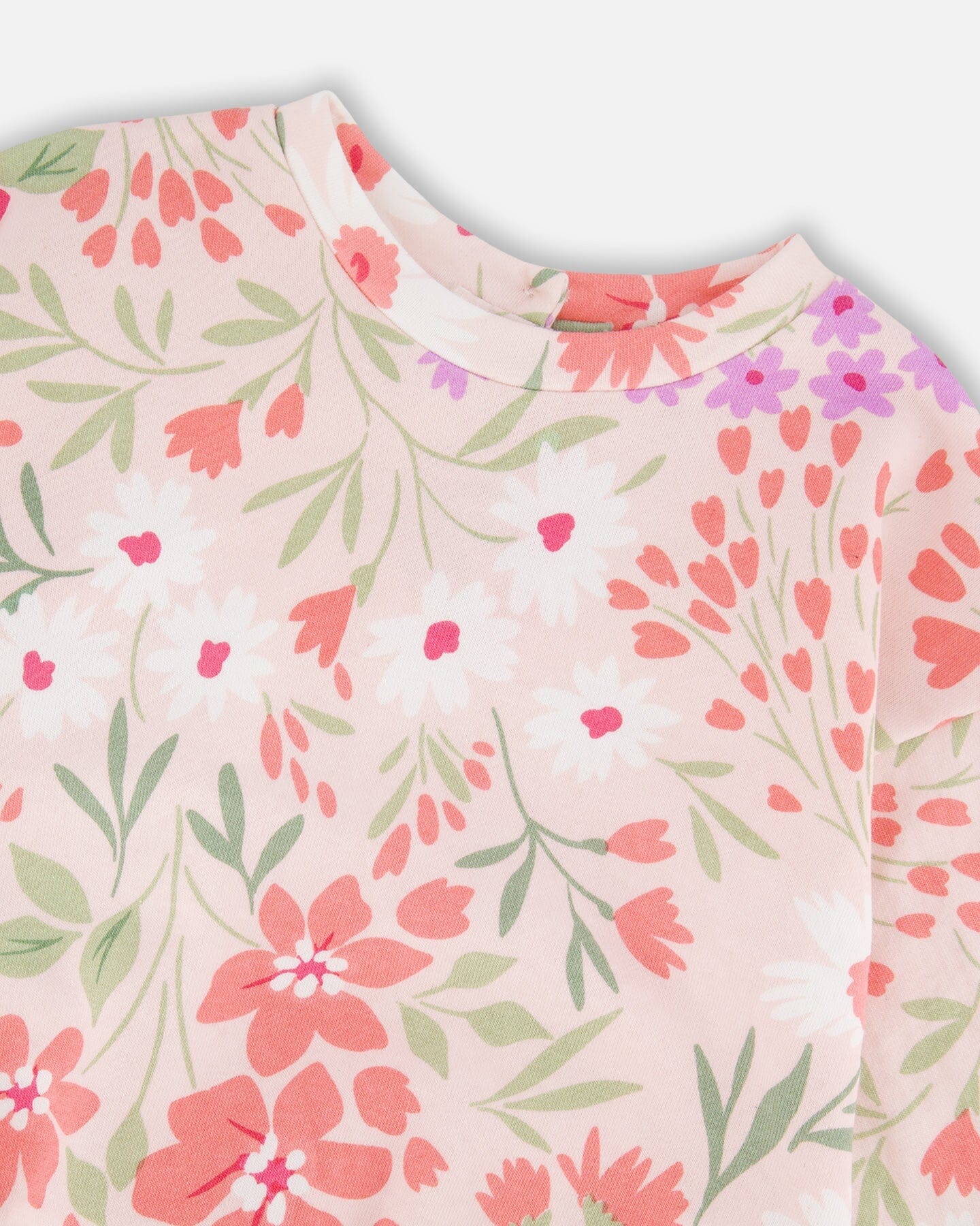 French Terry Sweatshirt Pink Printed Flowers - Image 5