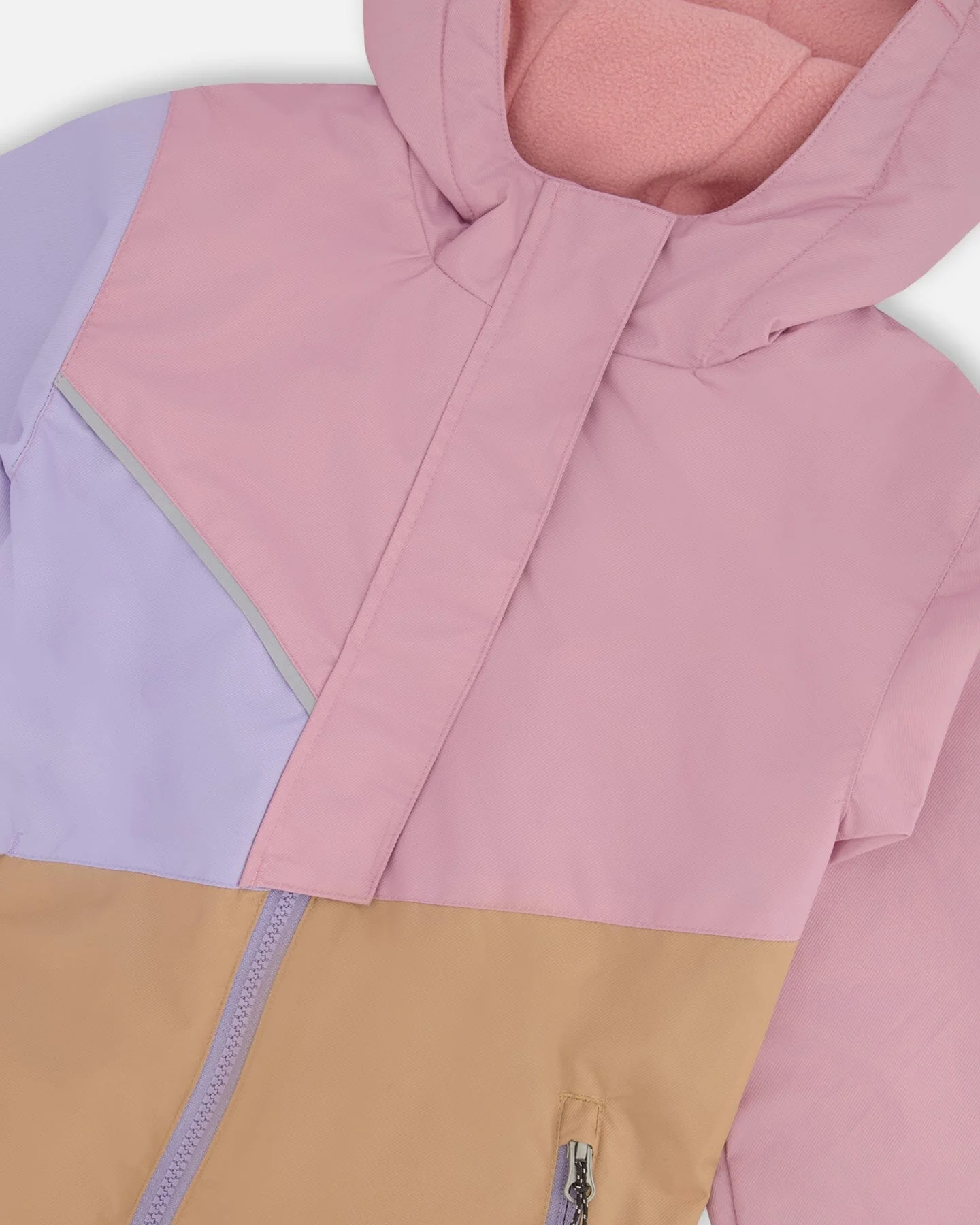 Insulated Mid-Season Jacket In Recycled Polyester Mauve, Lilac And Beige - Image 3