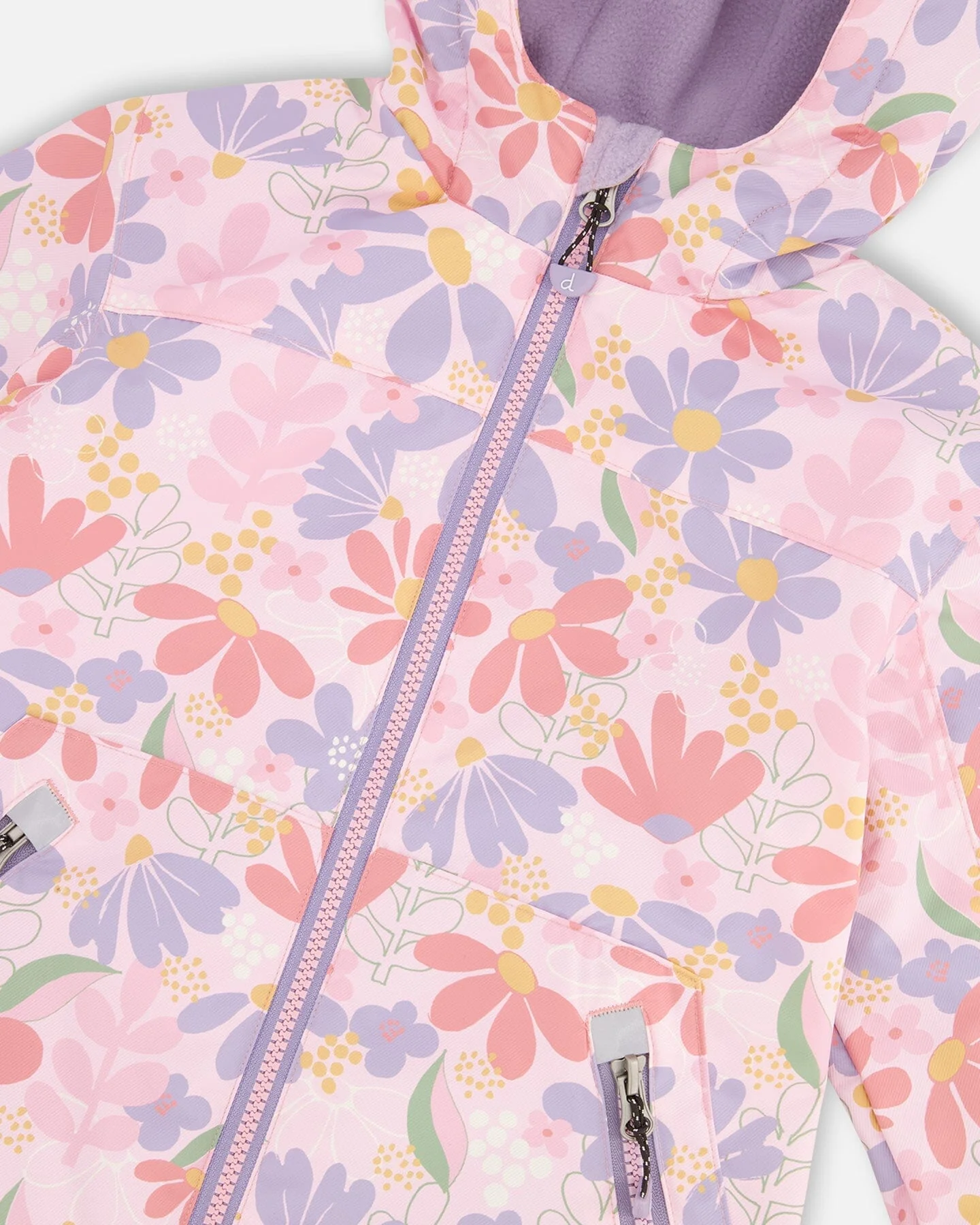 Insulated Two-Piece Mid-Season Outerwear Set Pink Flower Print - Image 4