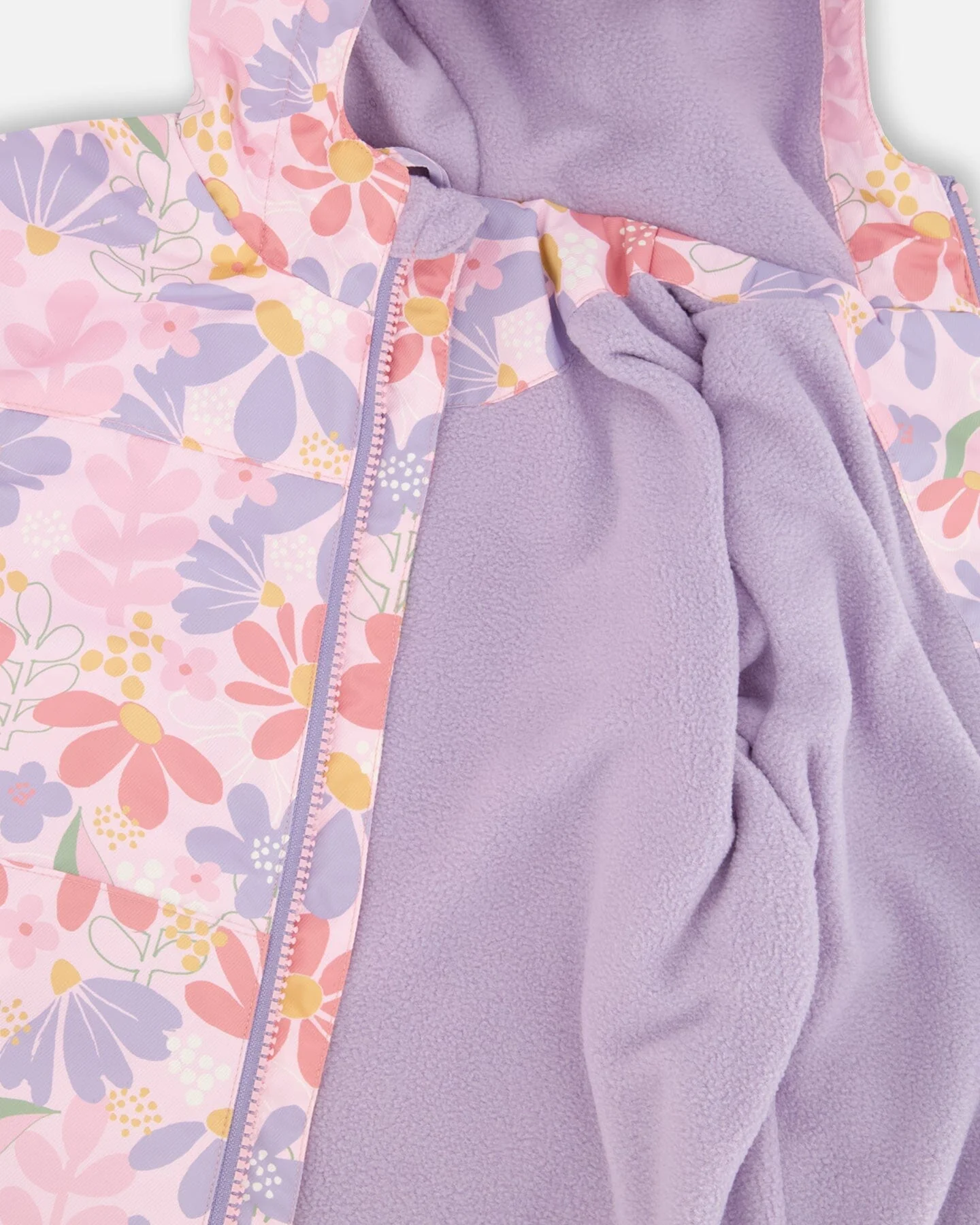 Insulated Two-Piece Mid-Season Outerwear Set Pink Flower Print - Image 6