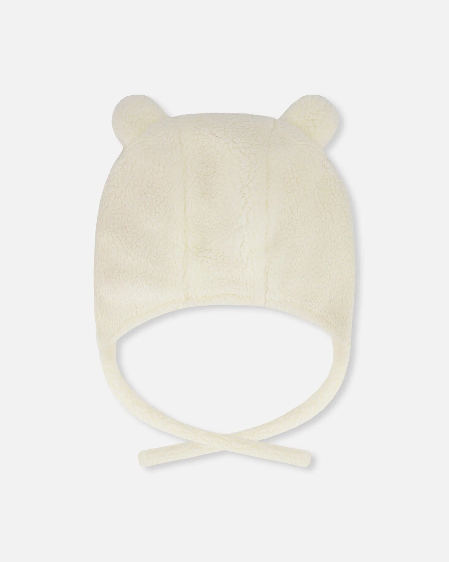 Lined Baby Sherpa Hat With Ear Flaps Off-White - Image 2
