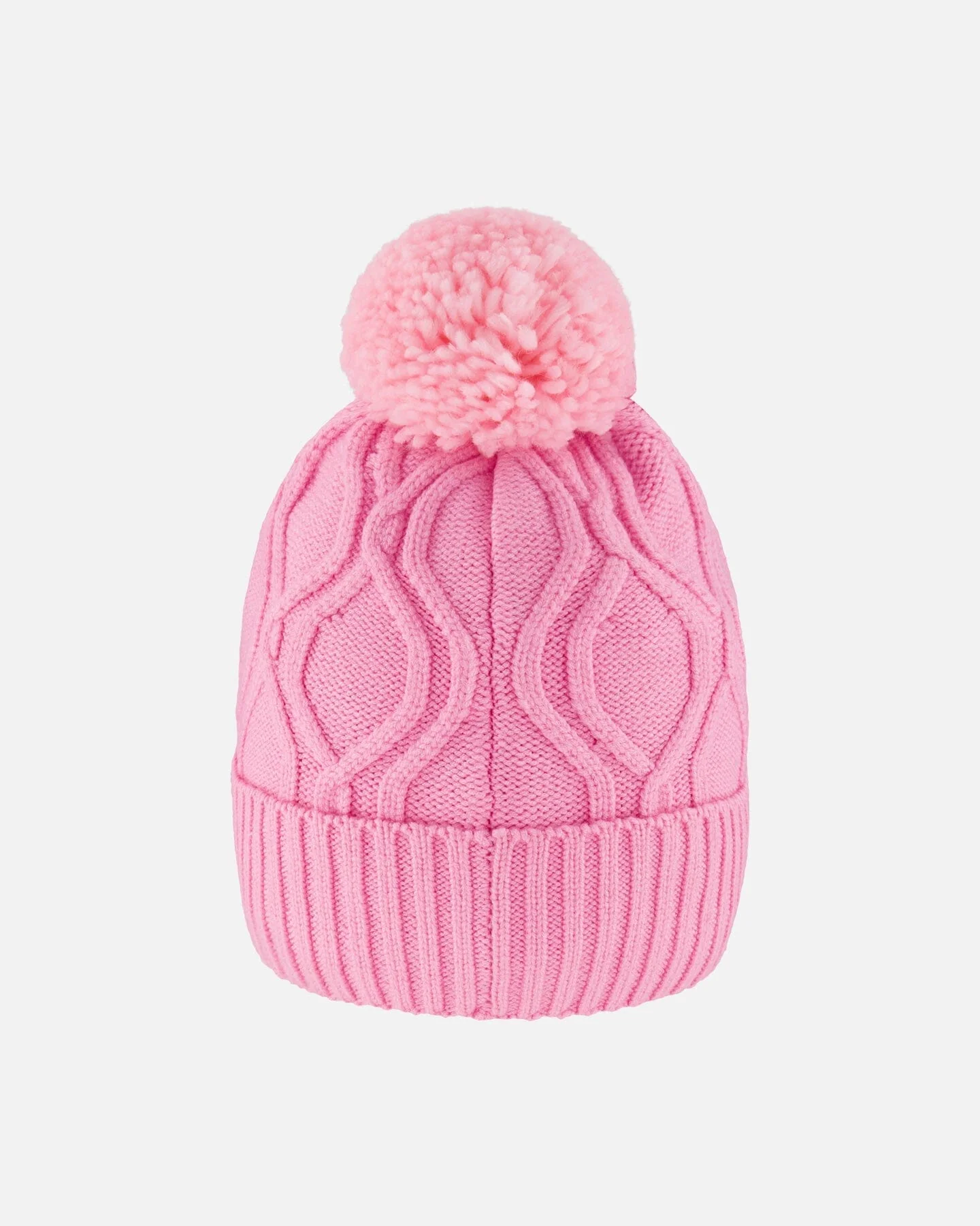 Lined Knit Pompom Hat Pink - Image 3