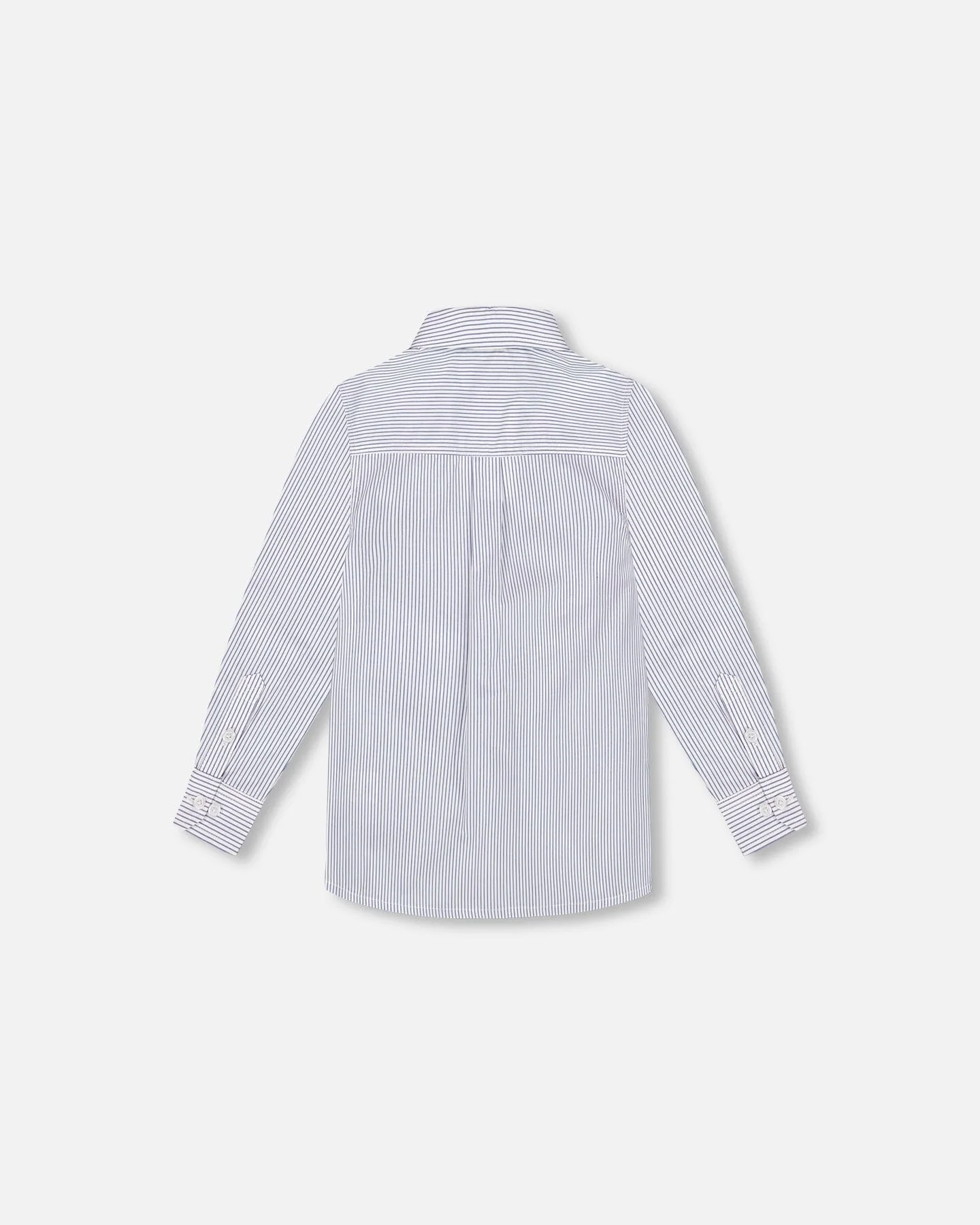 Long Sleeve Button Down Shirt Navy Blue Stripes - Image 3
