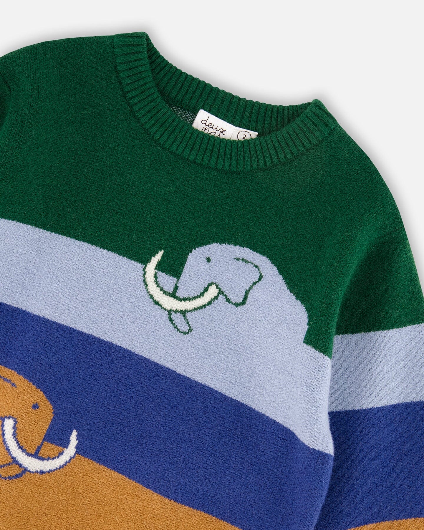 Long Sleeve Knit Sweater Blue, Green And Brown - Image 3
