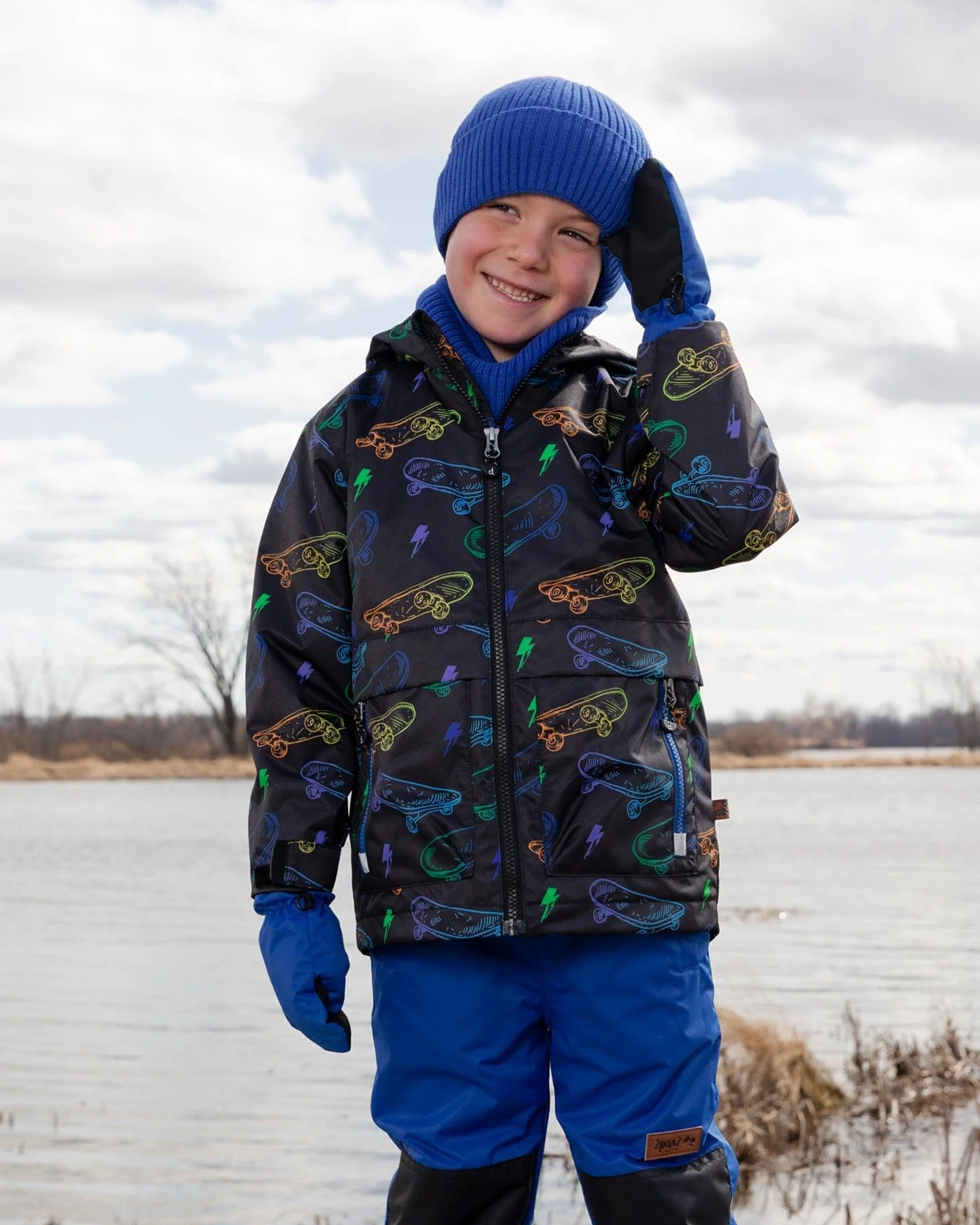 Mid-Season Mittens In Recycled Polyester Royal Blue - Image 3