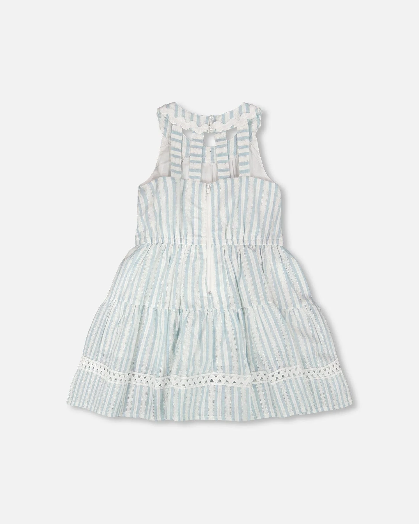 Multi-Tiered Dress White And Blue Stripes - Image 3