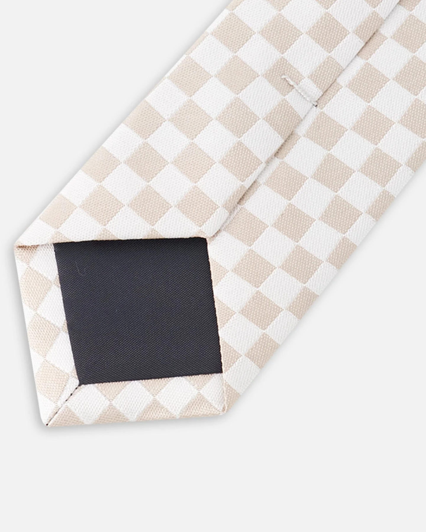 Neck Tie White And Sand Check - Image 2