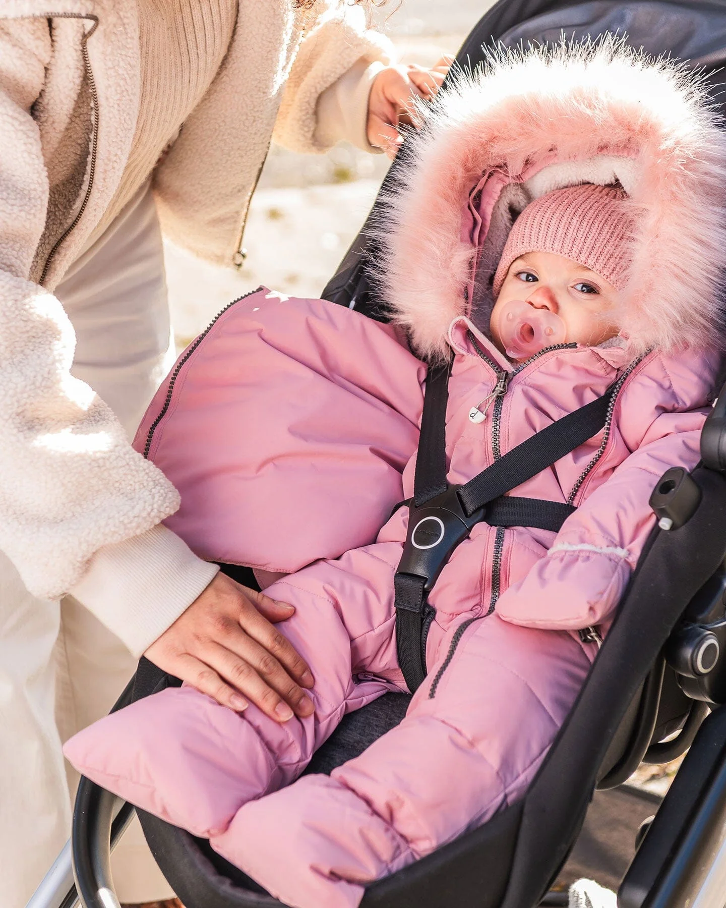 One-Piece Baby Snug Snowsuit Designed For Car Seat Pink - Image 10