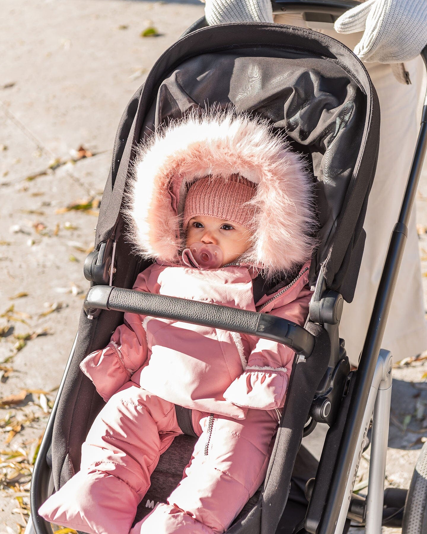 One-Piece Baby Snug Snowsuit Designed For Car Seat Pink Mini Flowers - Image 9