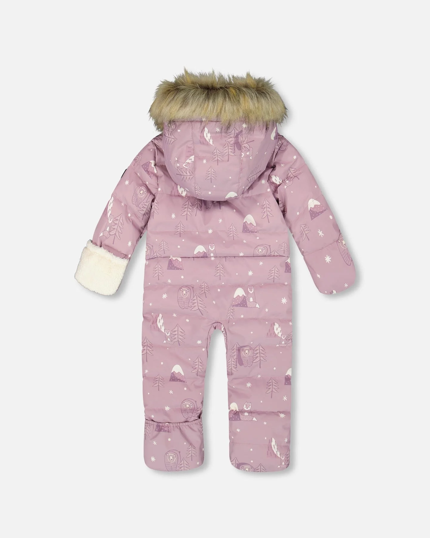 One-Piece Baby Snug Snowsuit Designed For Car Seat Purple Bear Print - Image 4