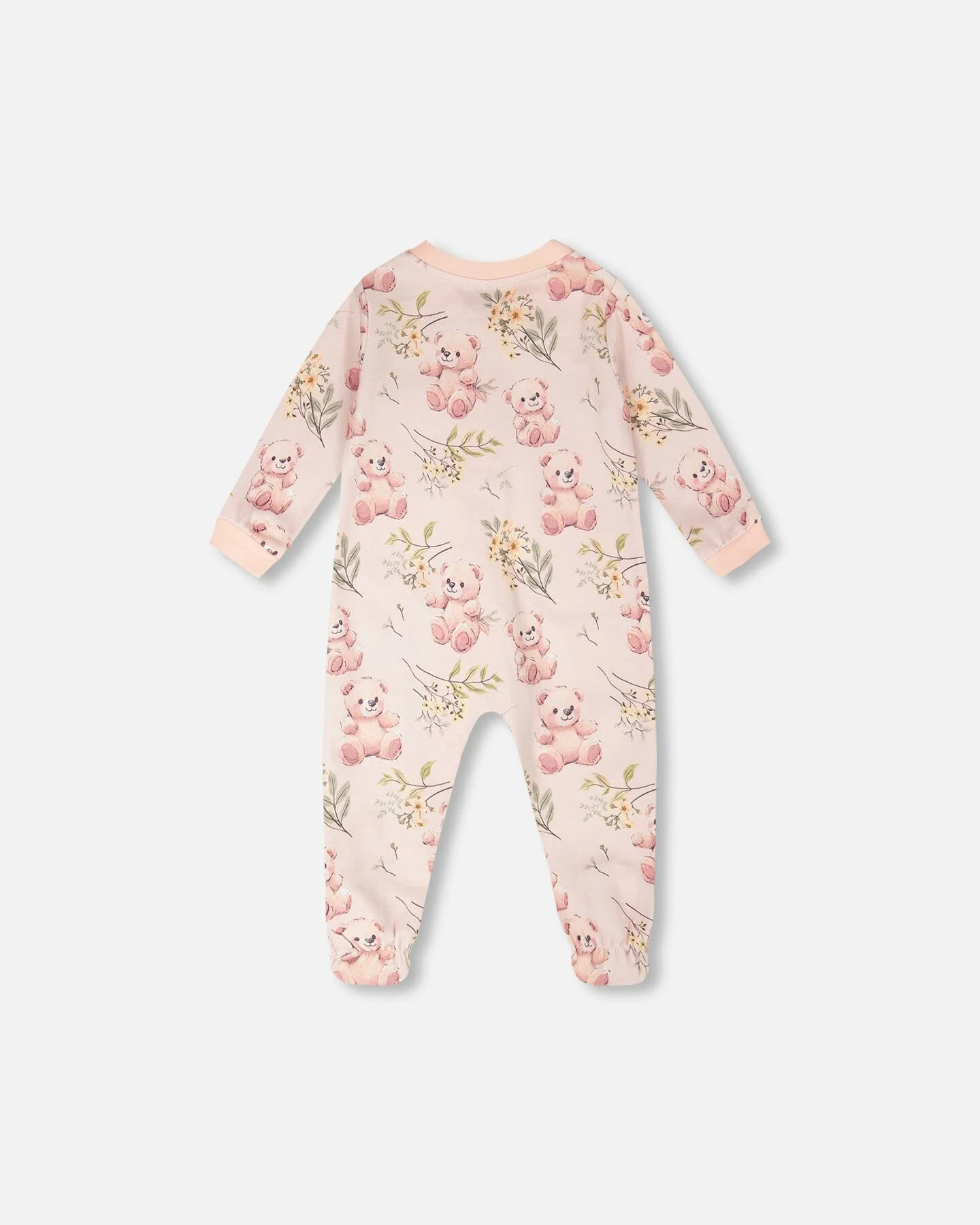 Organic Cotton Baby One-Piece Pyjama Pale Pink Bear Print - Image 2