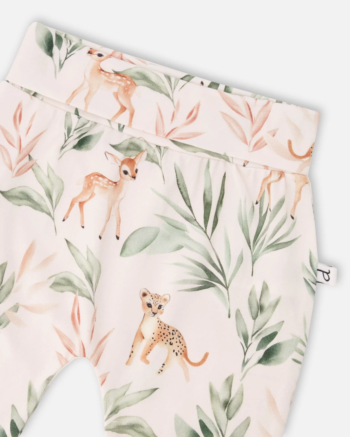Organic Cotton Jersey Evolutive Pants Peach Deer Print - Image 3