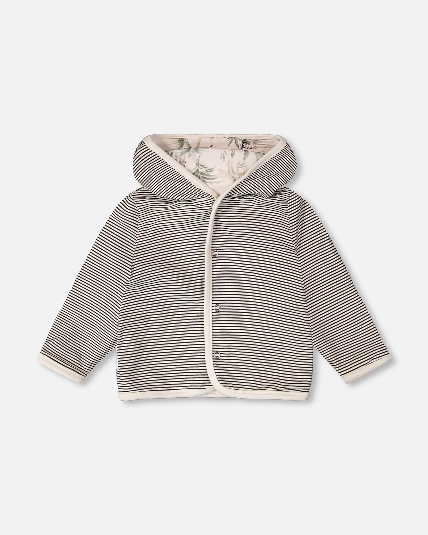 Organic Cotton Jersey Reversible Hooded Jacket Beige Zebra Print - Image 6