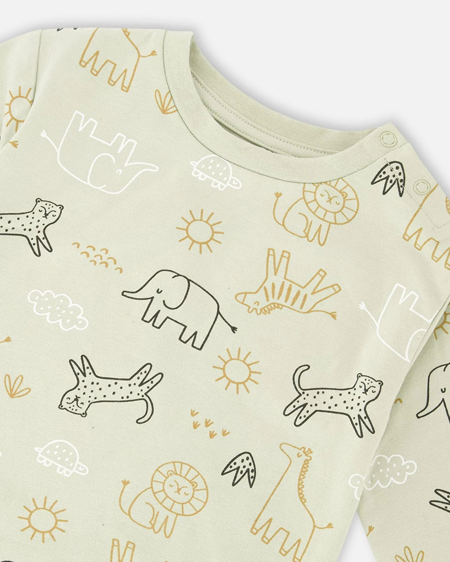 Organic Cotton Jersey Sweater And Pants Set Sage Green Animal Print - Image 4