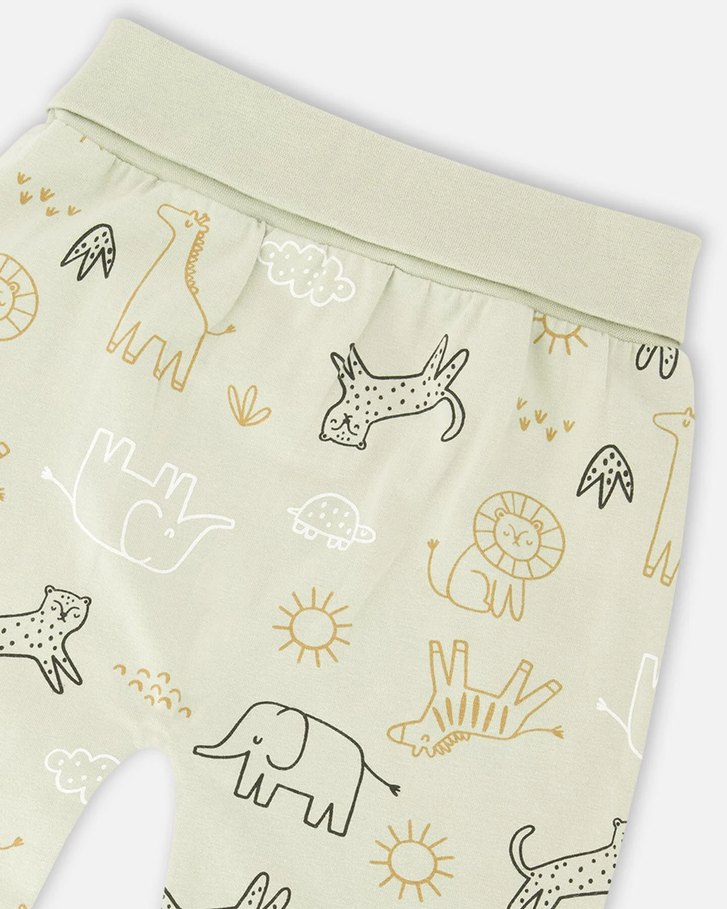 Organic Cotton Jersey Sweater And Pants Set Sage Green Animal Print - Image 5