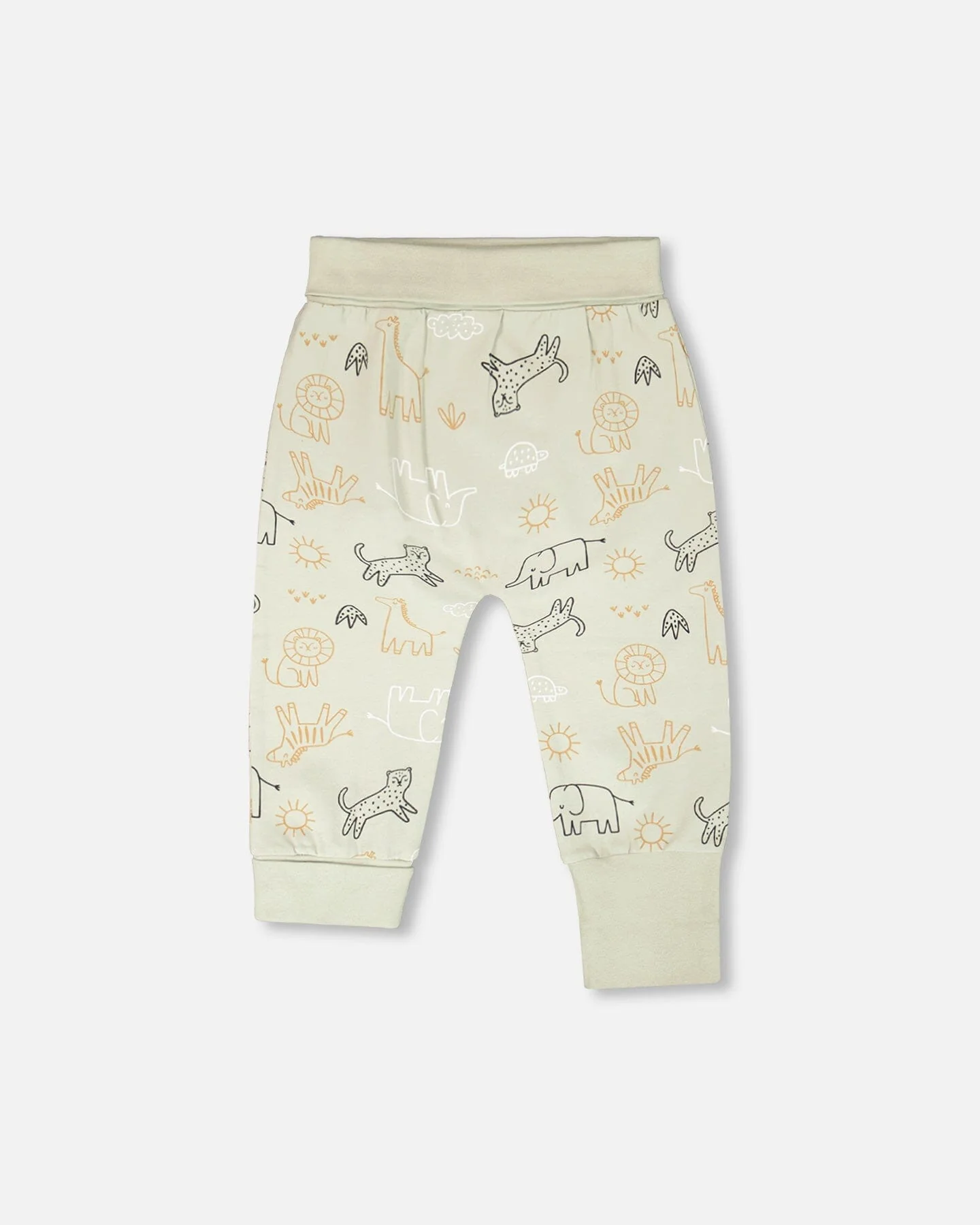 Organic Cotton Jersey Sweater And Pants Set Sage Green Animal Print - Image 6