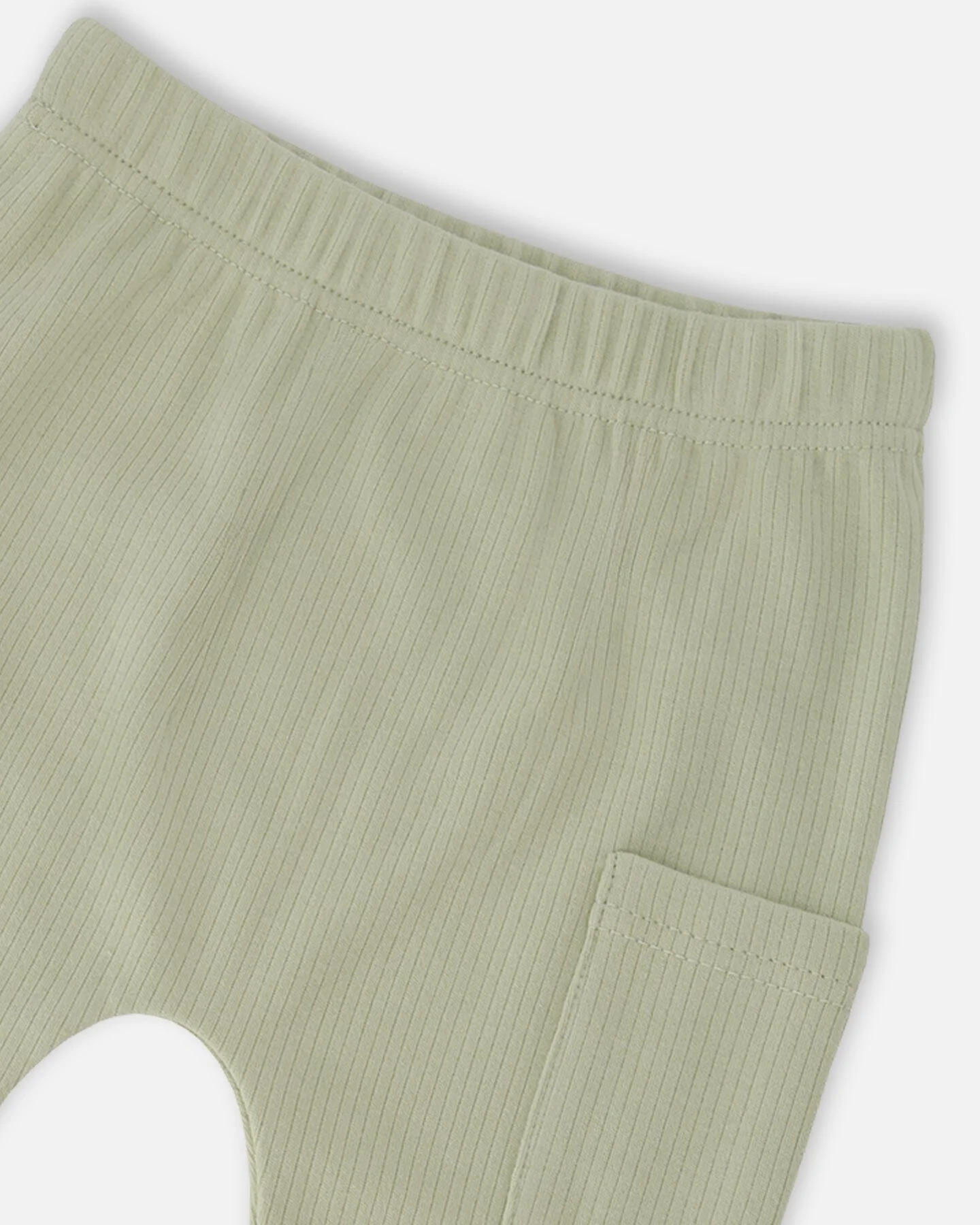 Organic Cotton Jersey T-Shirt And Cotton Rib Pants Set Beige Zebra Print And Sage Green - Image 5