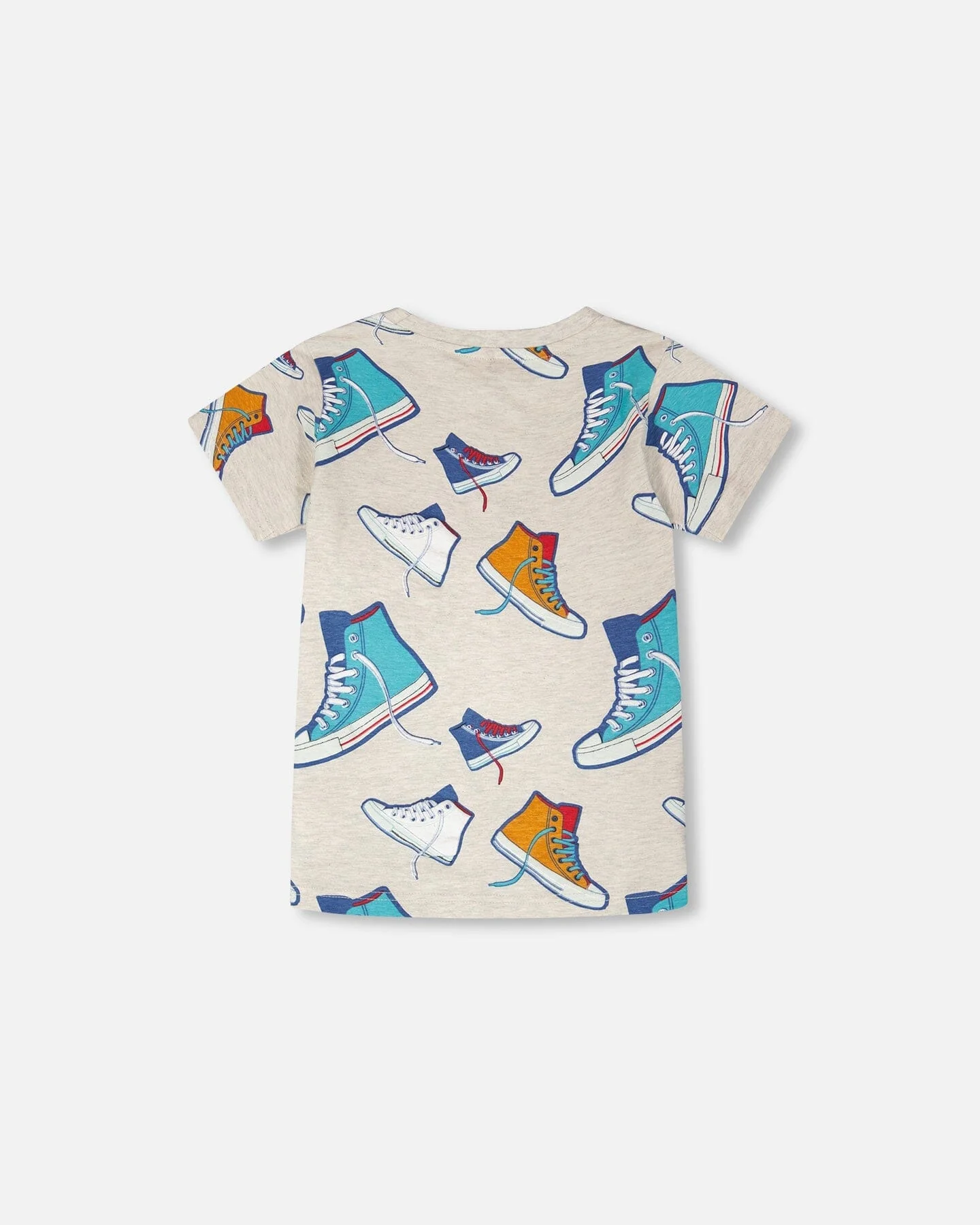 Organic Cotton Jersey T-Shirt Grey Mix Printed Shoes - Image 5