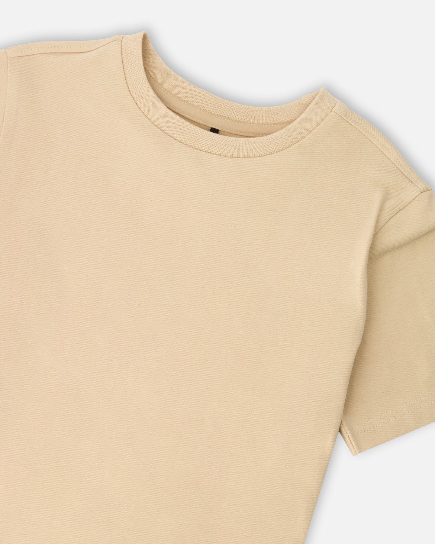 Organic Cotton Jersey T-Shirt Solid Beige - Image 4