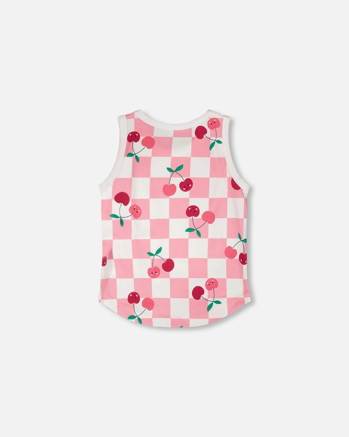 Organic Cotton Jersey Tank Top Pink Printed Cherries - Image 3