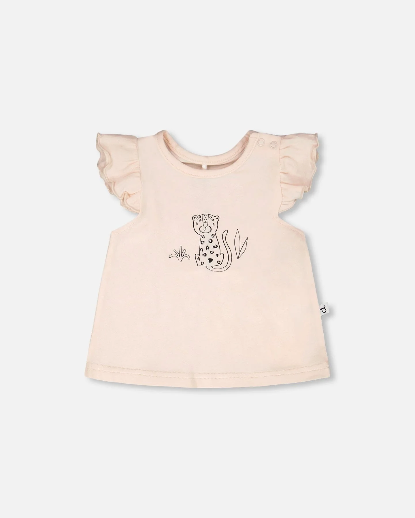 Organic Cotton Jersey Top And Short Set Peach And Peach Animal Print - Image 2