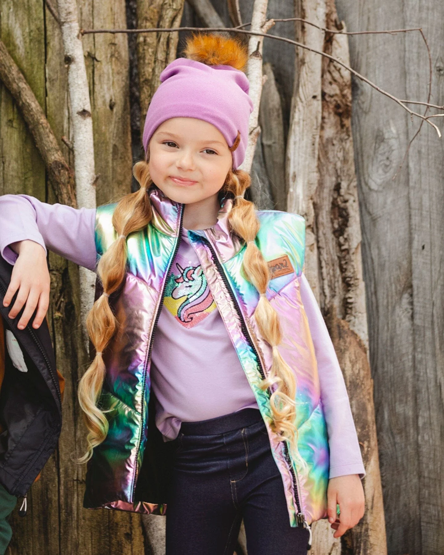Organic Cotton Long Sleeve T-Shirt Lavender With Sequin Unicorn - Image 2