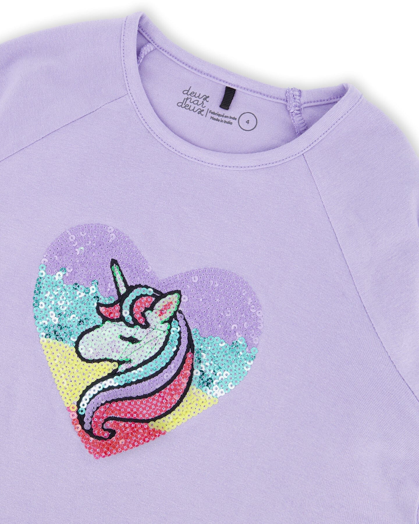 Organic Cotton Long Sleeve T-Shirt Lavender With Sequin Unicorn - Image 5