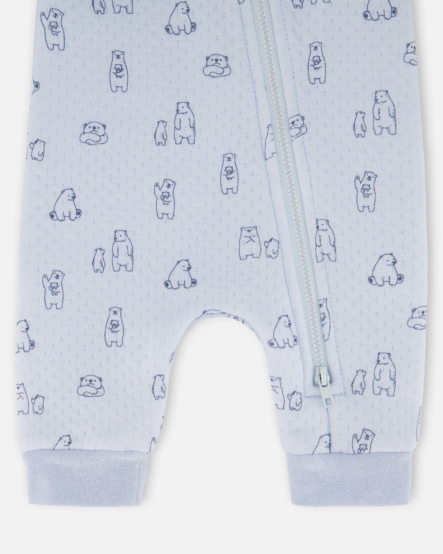 Organic Cotton One-Piece And Baby Romper Blue Bear Print - Image 3