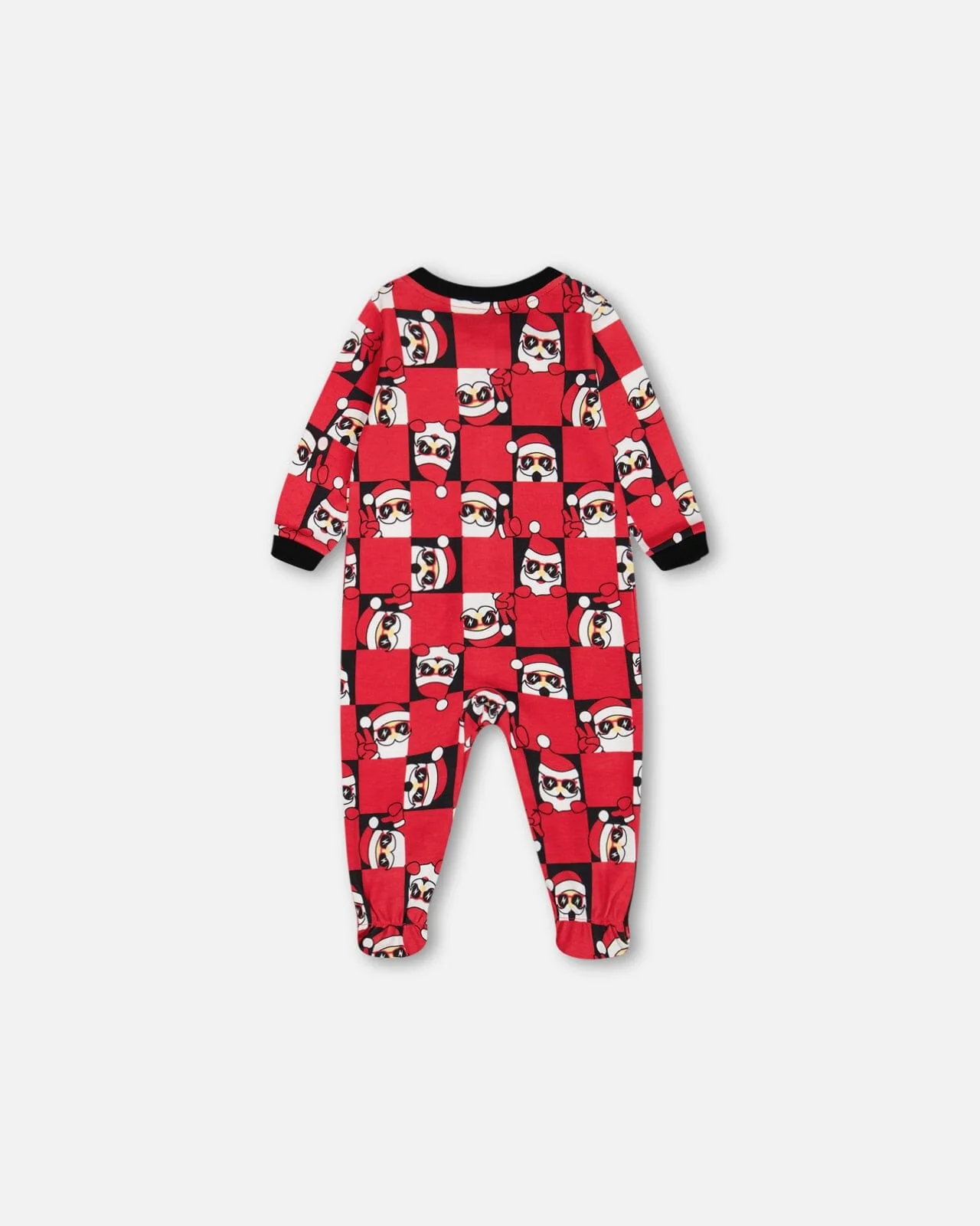 Organic Cotton One Piece Pajama Red Printed Santa - Image 2