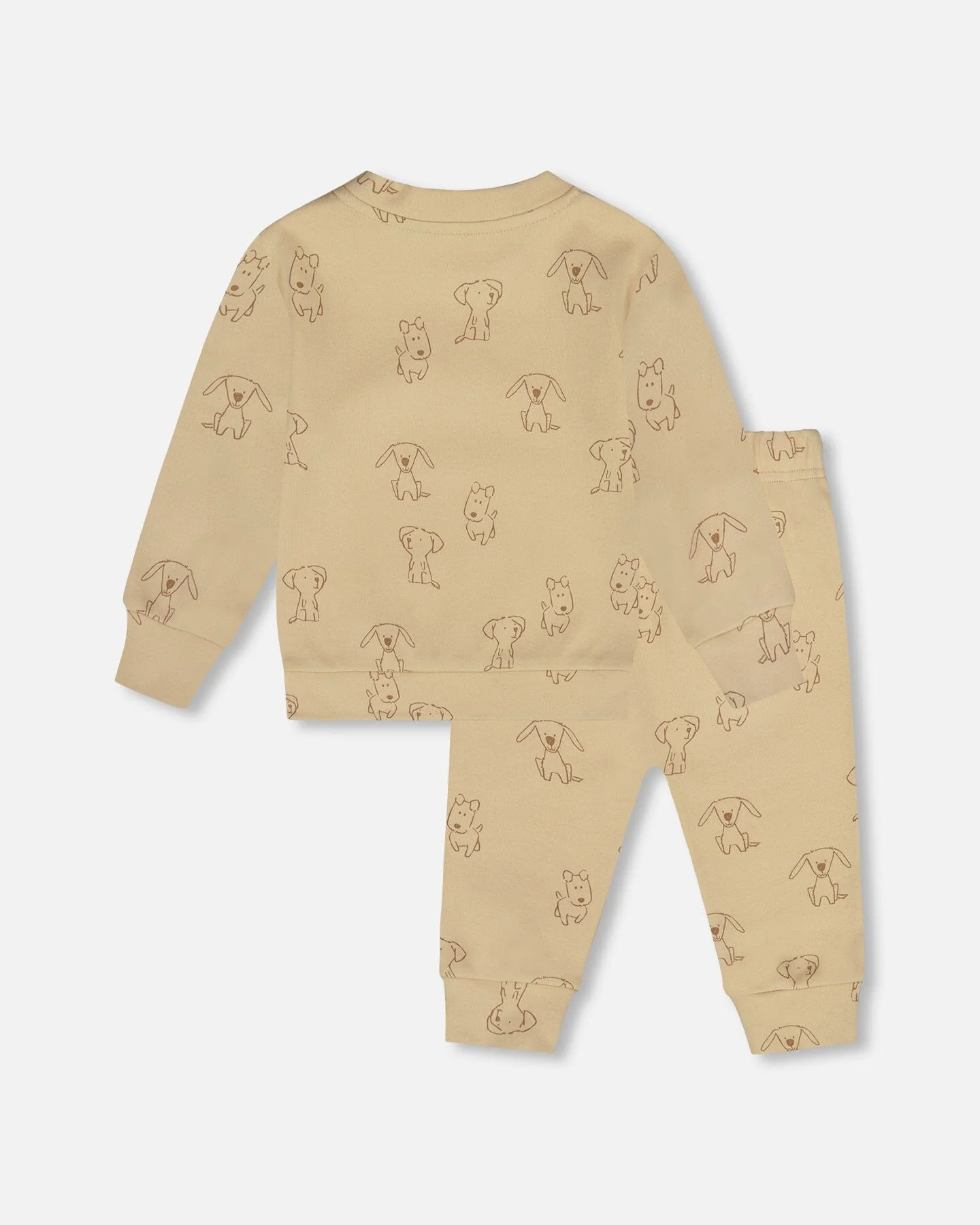 Organic Cotton Pant And Top Set Beige Printed Dogs - Image 2
