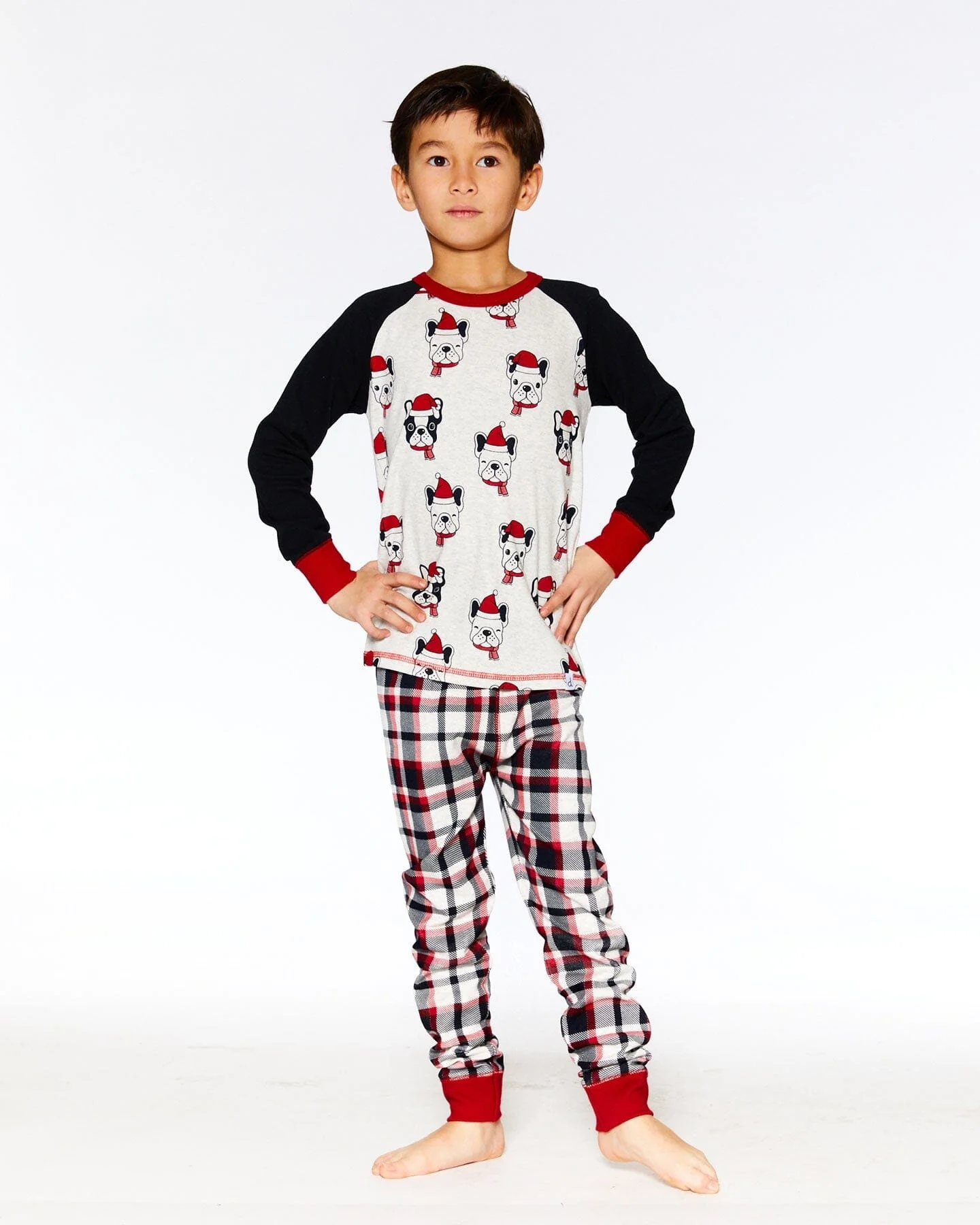 Organic Cotton Printed Dogs Two Piece Pajama Set Oatmeal Mix - Image 2