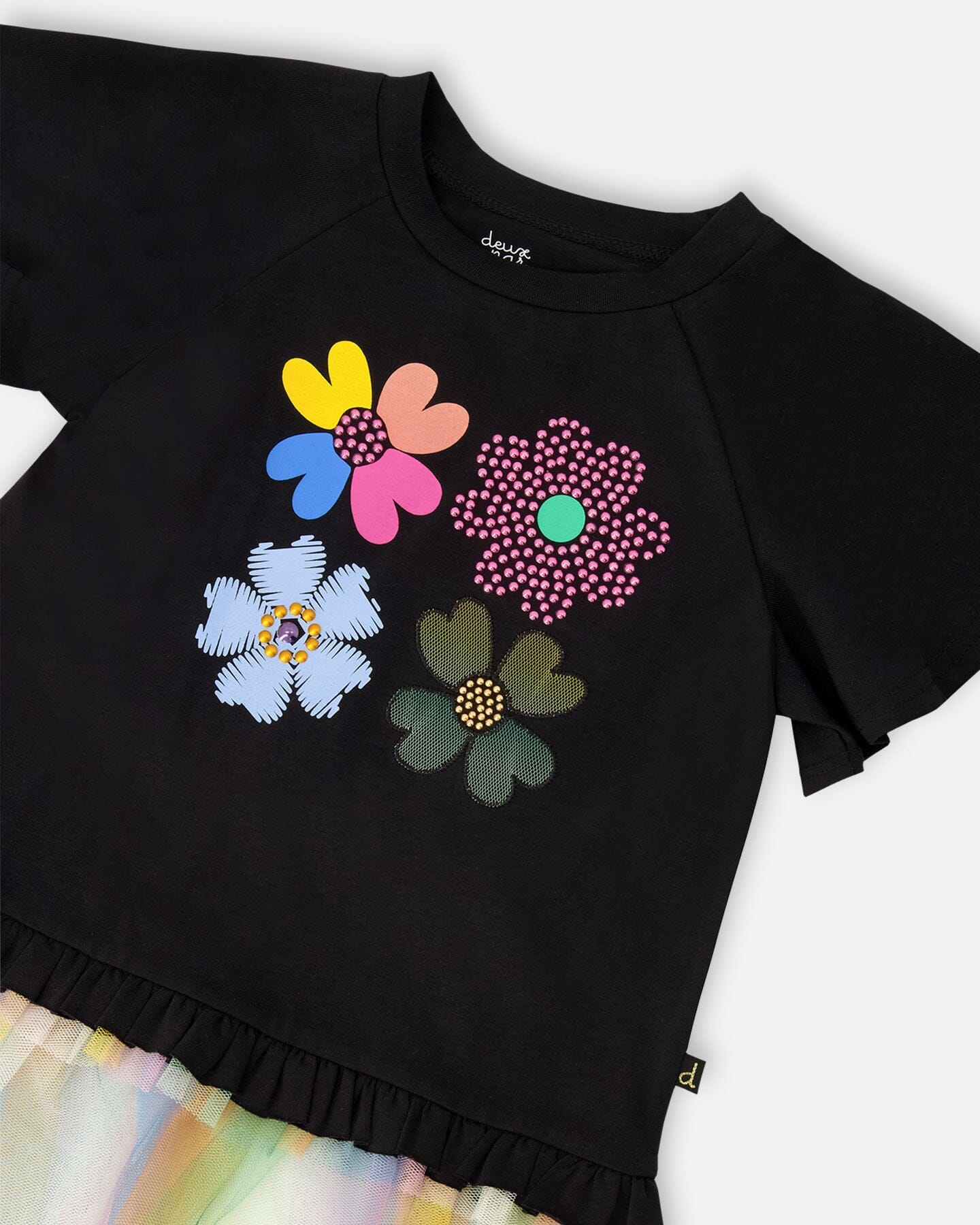 Organic Cotton Tunic Black With Mesh Frill - Image 4