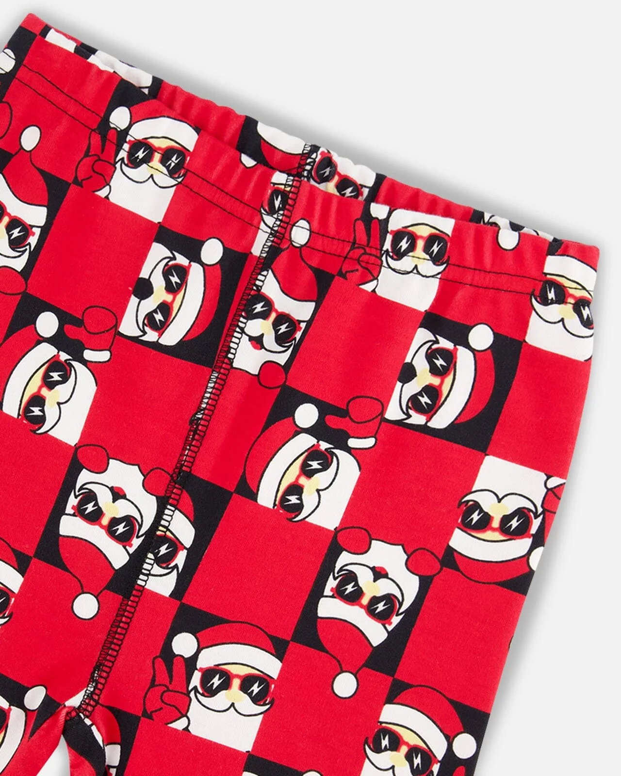 Organic Cotton Two Piece Pajama Set Red Printed Santa - Image 6