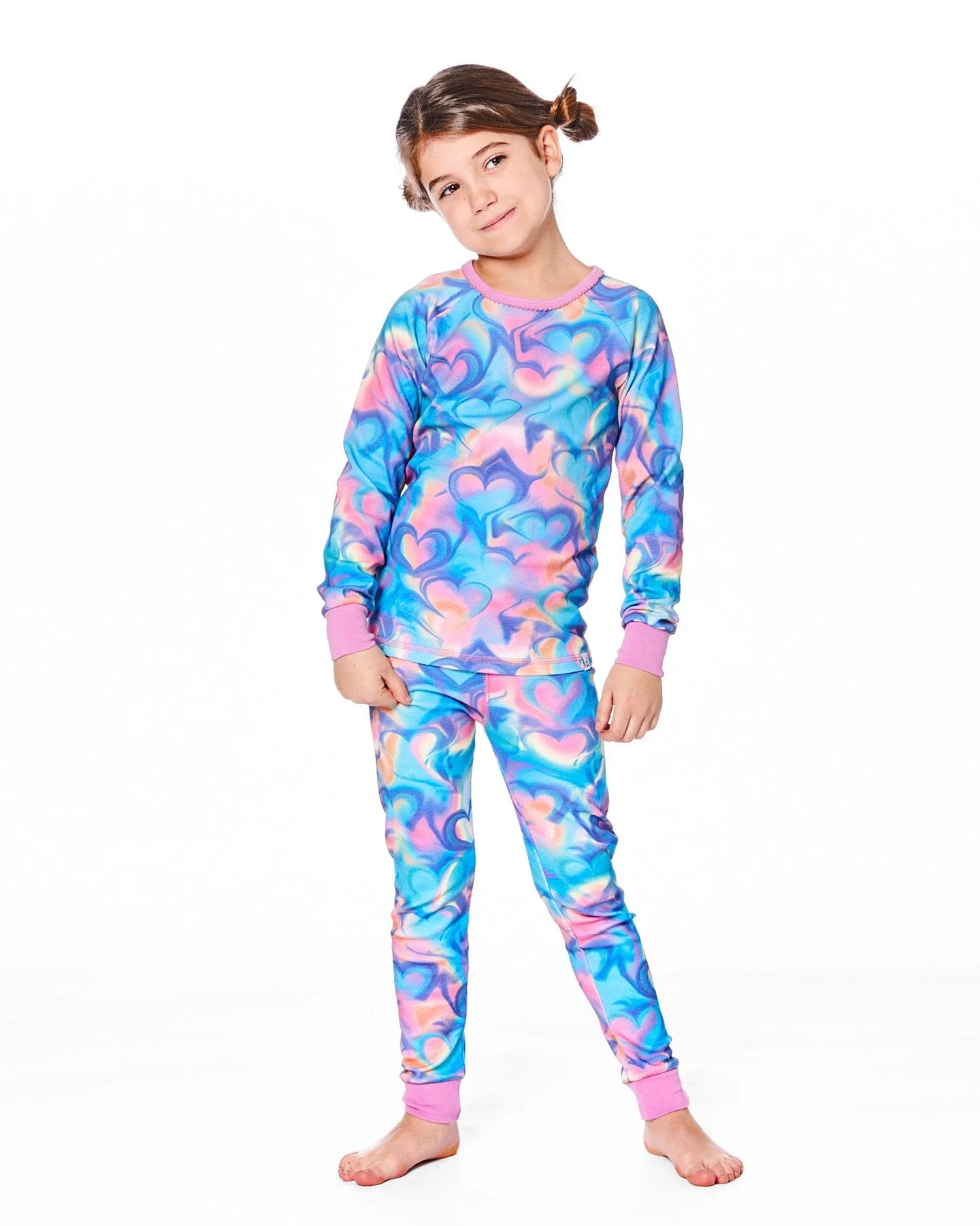 Organic Cotton Two-Piece Pajamas Rainbow Heart Print - Image 2