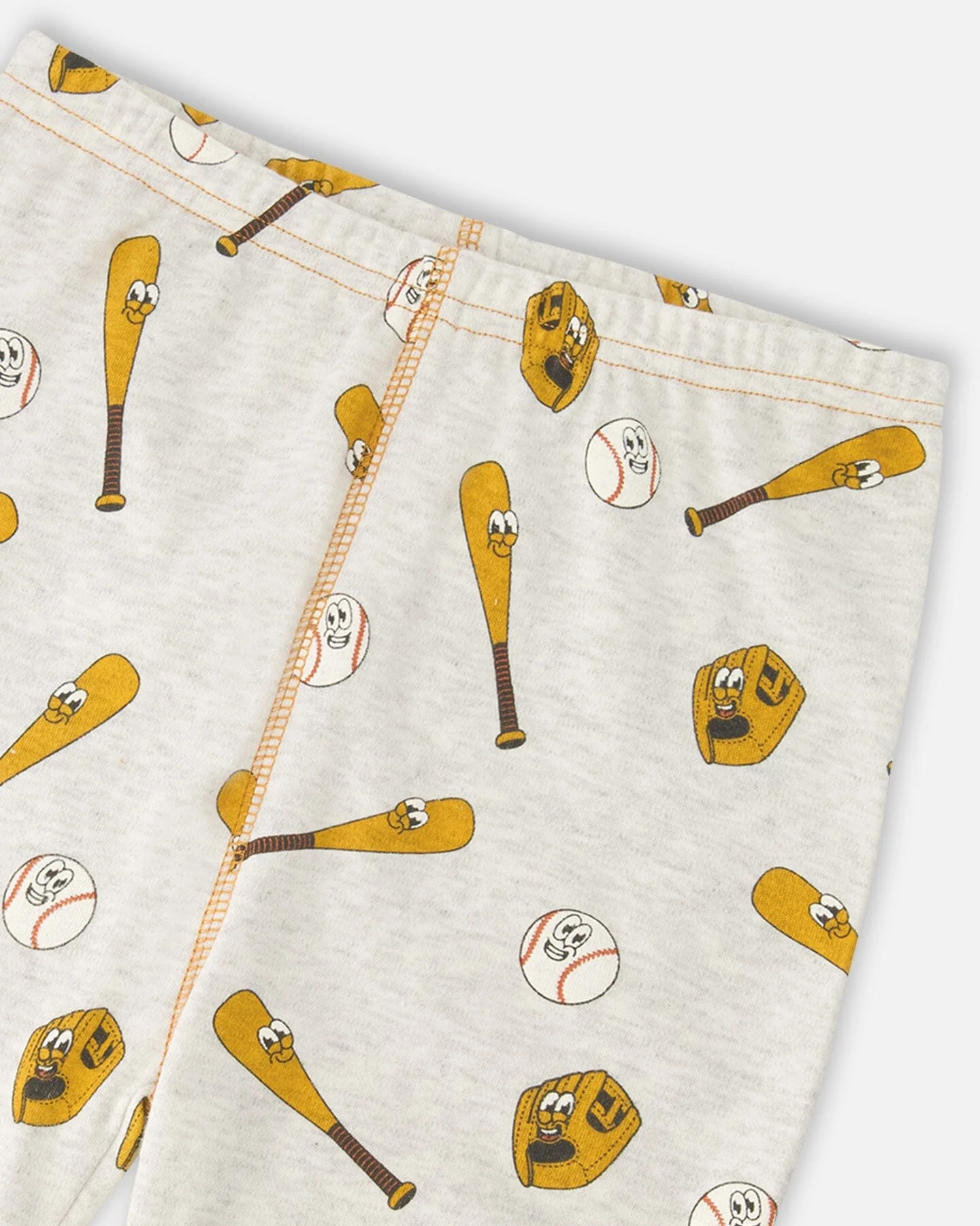 Organic Cotton Two-Piece Pyjama Set Grey Mix Baseball Print - Image 5