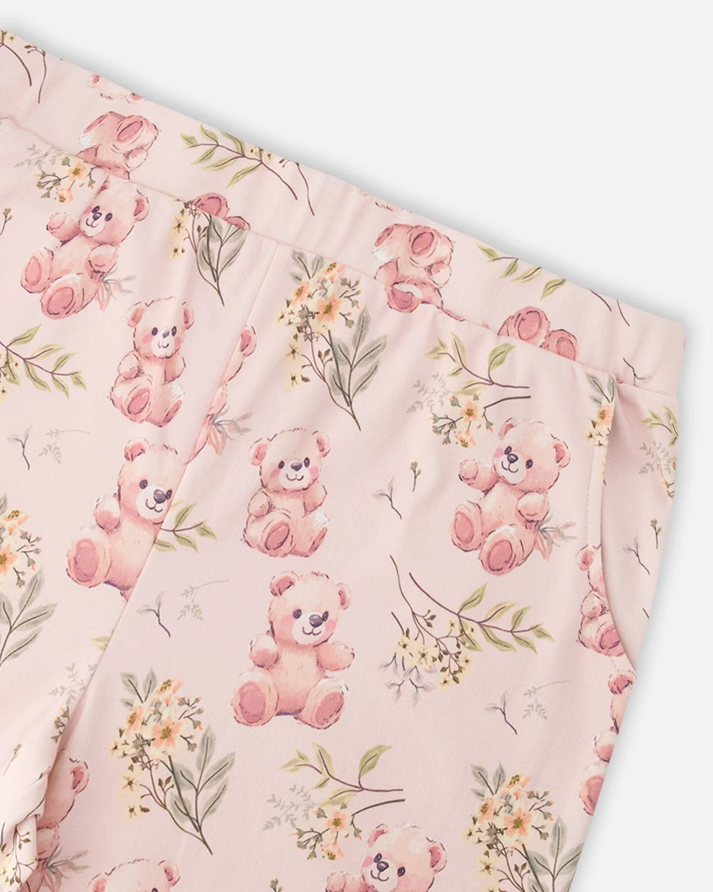 Organic Cotton Women Two-Piece Pyjama Set Pale Pink Bear Print - Image 4