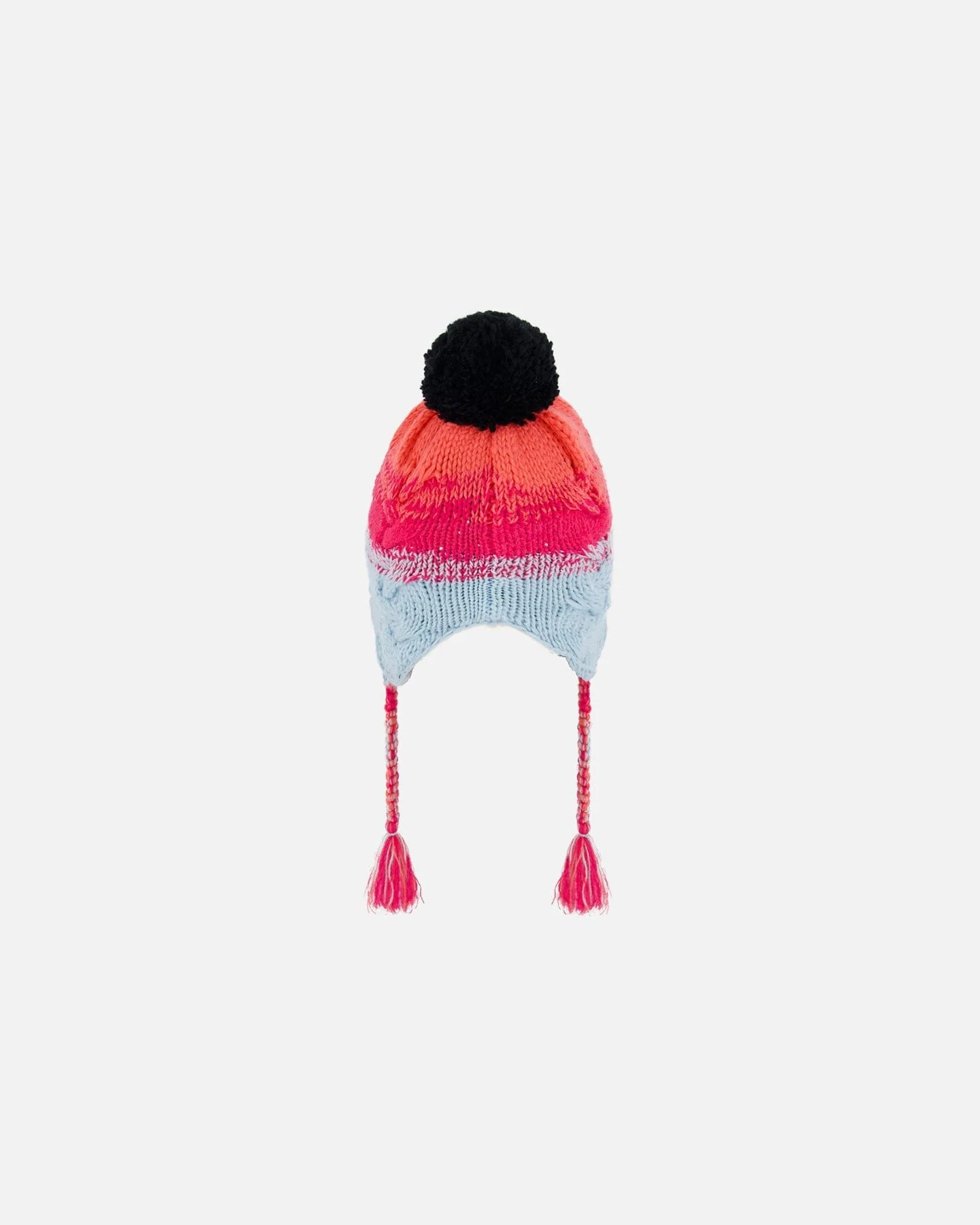 Peruvian Knit Hat Gradient Blue, Coral And Fuschia - Image 4
