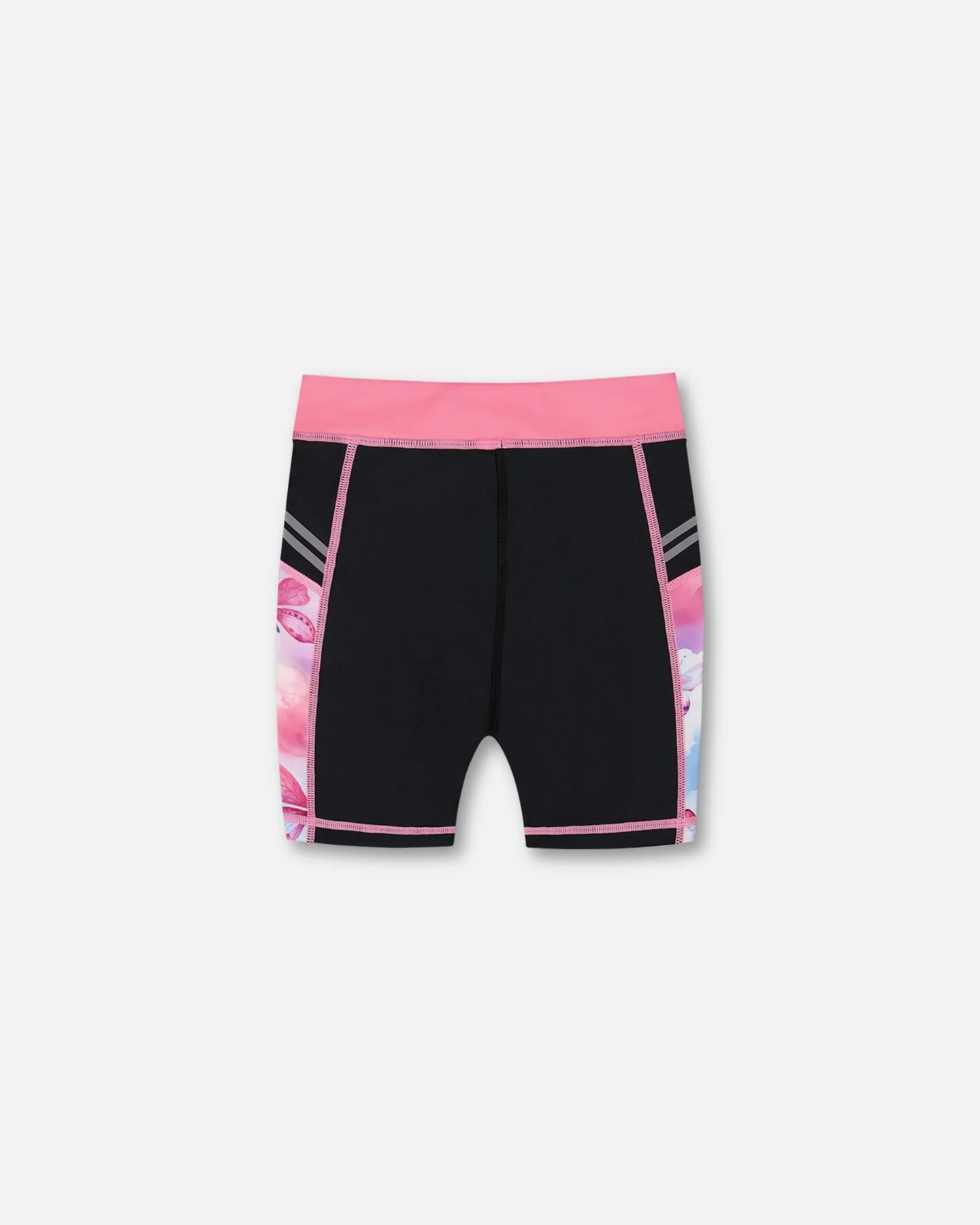 Printed Athletic Biker Short Black, Pink And Multicolored Butterflies - Image 3